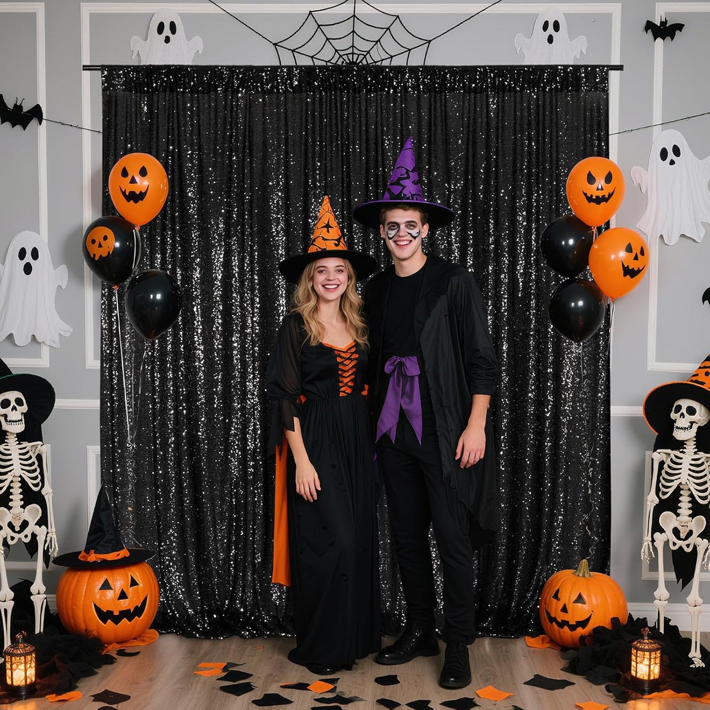 Poise3EHome Black Sequin Backdrop, 7FT x 7FT Black Sequin Photography Backdrop Curtain for Party Decoration