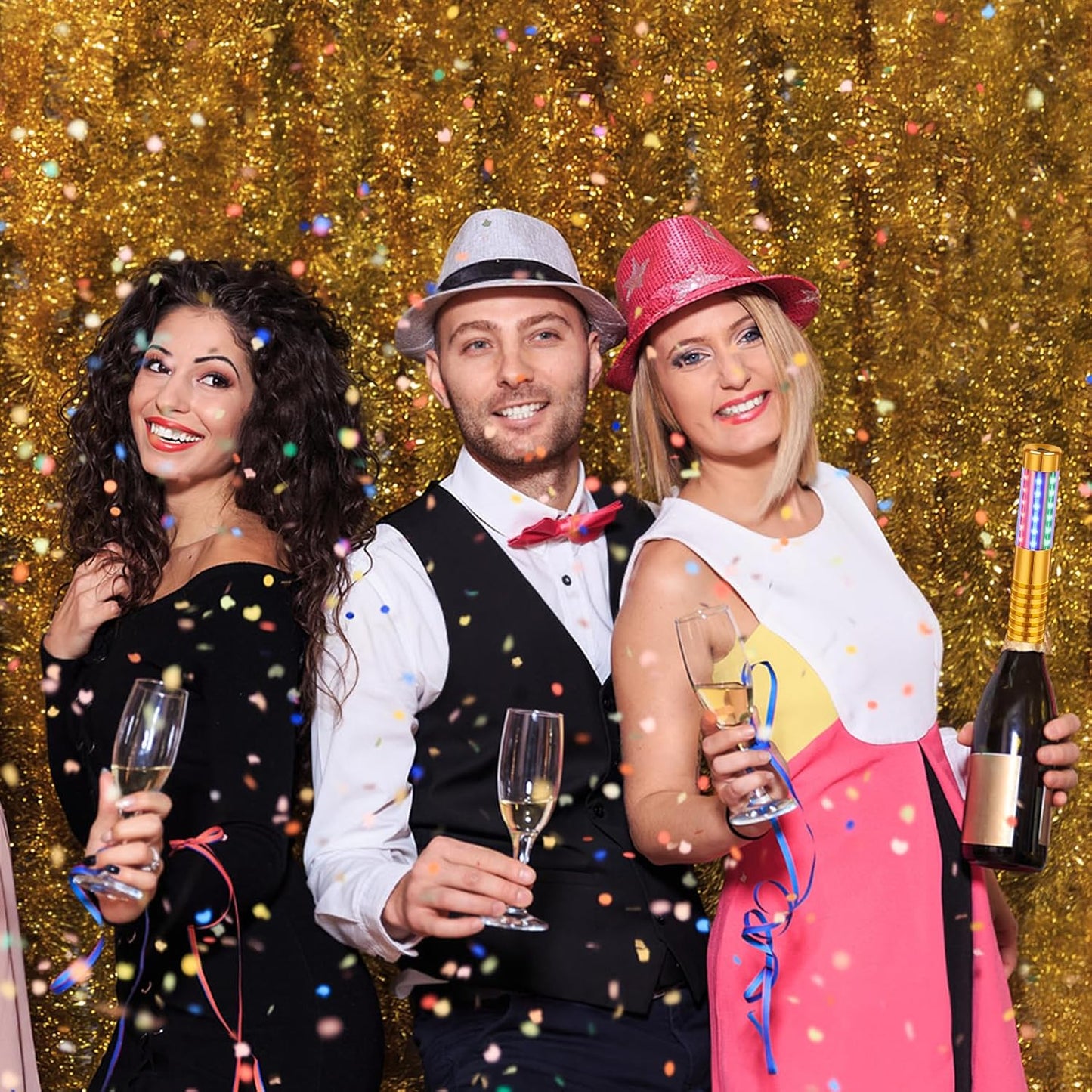 6 Pieces RGB LED Strobe Baton Light Rechargeable Bottle Service Sparklers Stick Reusable Champagne Bottle Handheld LED for Club Stage Nightclub Party Concert Event Bar Outdoor - Gold