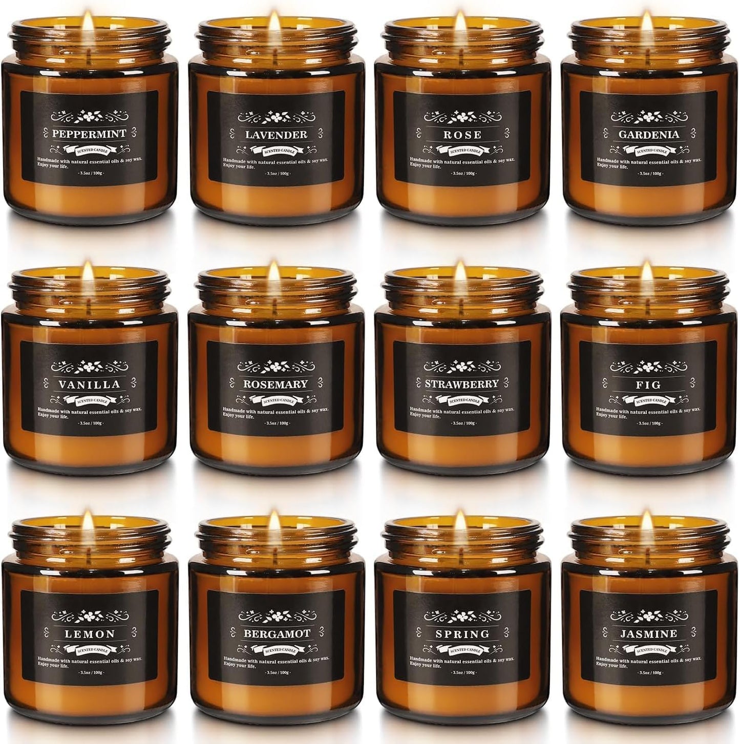 12 Pcs Scented Candles with Added Natural Essential Oils, 3.05oz, Suitable for Various Festivals, Parties, Yoga, and Home Scene