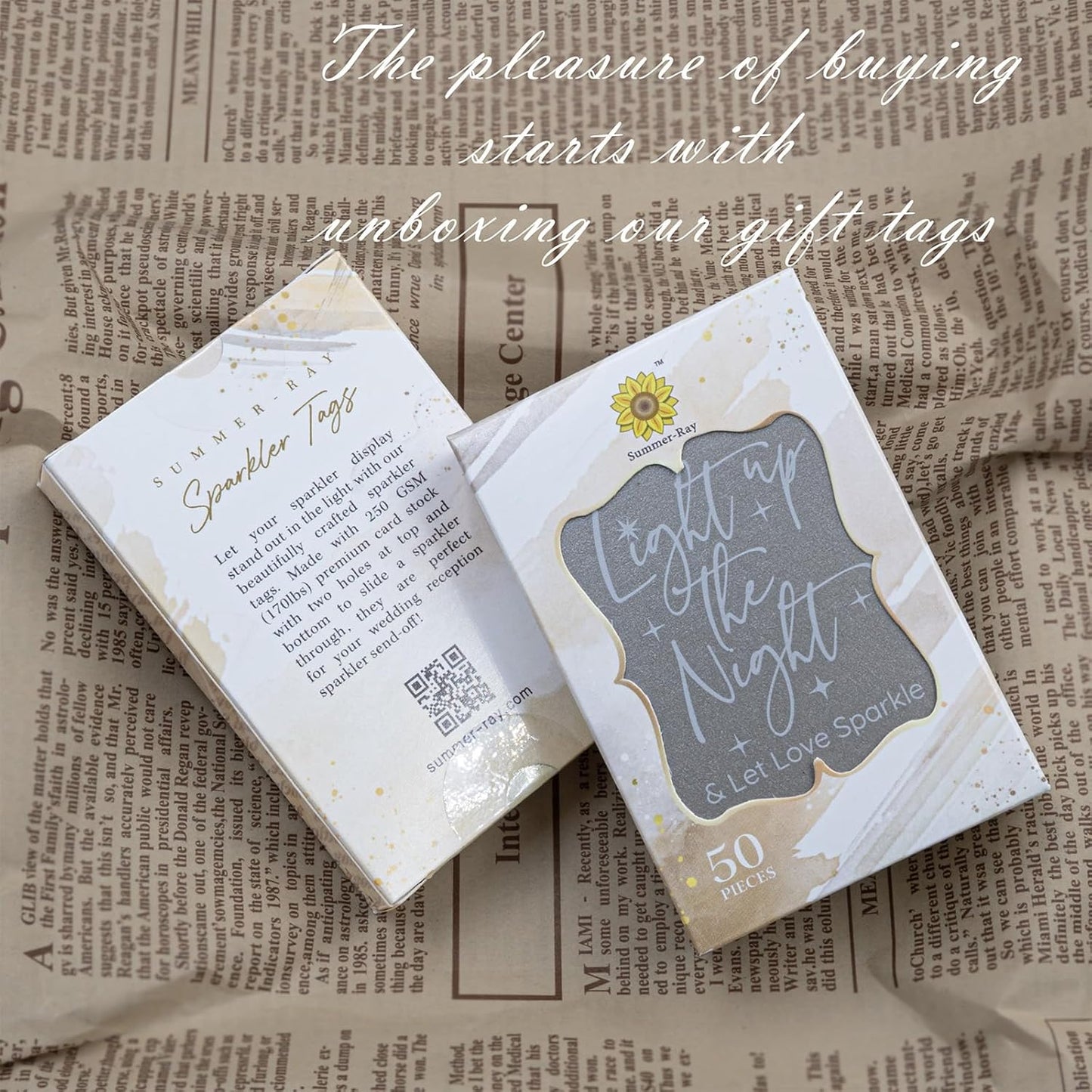 Summer-Ray 50pcs Light up The Night & Let Love Sparkle Wedding Sparkler Tags (Shimmered Silver)