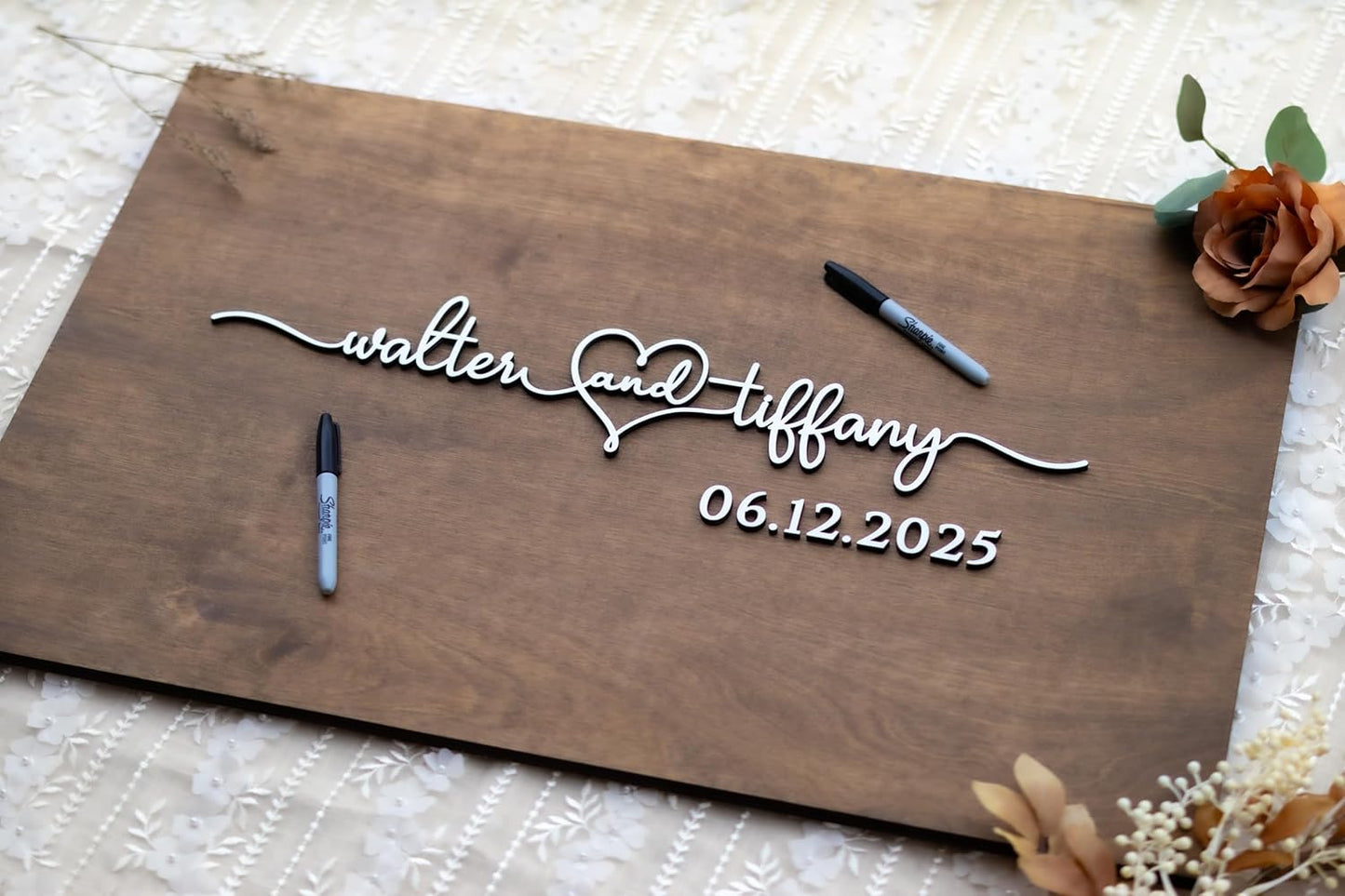 Personalized Last Name Guest Book, Unique Guest Book Sign, Custom Alternative Guest Book, Wooden Guest Book, Wedding Ceremony Guestbook Sign (Design 12)