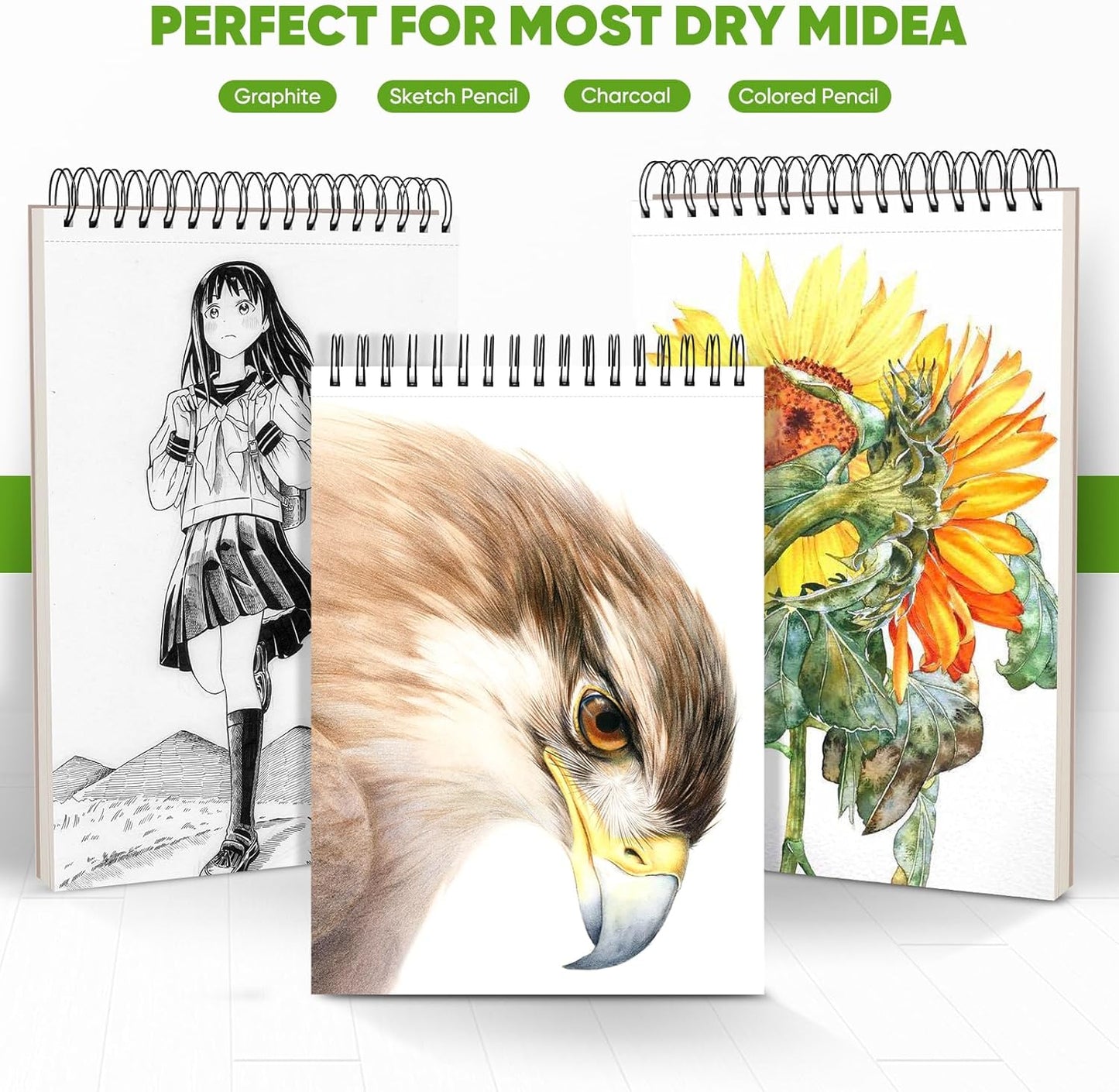 Soucolor 8" x 10" Blank Spiral Notebook| 100 Sheets 68lb/100gsm| Classroom Must Haves Supplies, Back to School Supplies for Teachers & Students| Small Sketchbook Drawing Paper for Kids and Adults