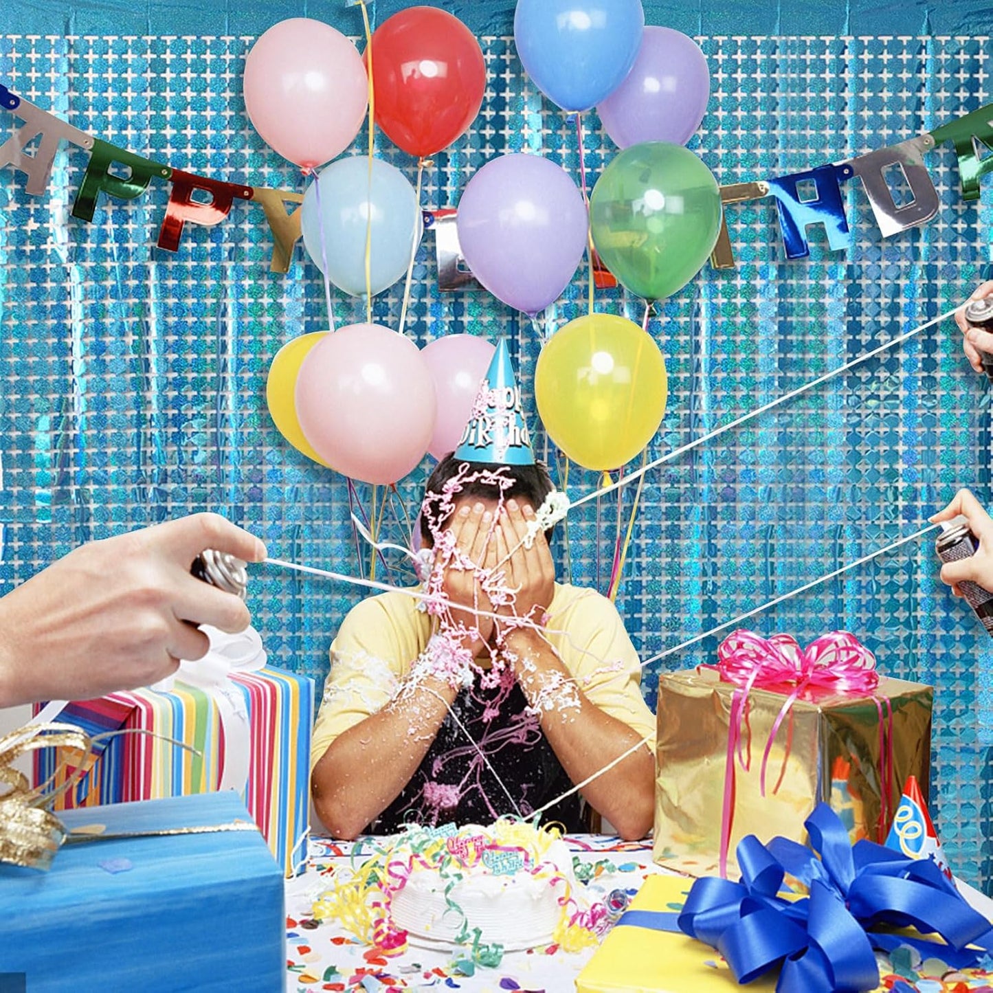 Blue Foil Fringe Curtains Backdrop, Blue Streamers Party Decorations, Frozen Birthday Party Decorations, Under The Sea Party Supplies, Beach Pool Party Favor, Ocean Decor, Pastel Wall Decor