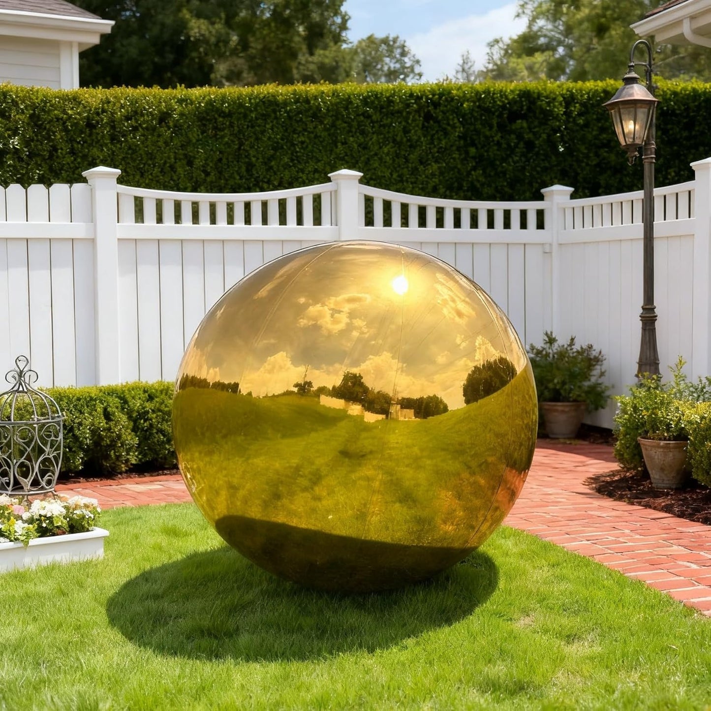 Inflatable Mirror Ball, Gold Big Shinny Balls Reusable Large PVC Disco Ball Balloon for Large Event Decoration, Party, Wedding Decor, Concerts, Stage (1 Pcs, 1.2m/47.2in Without Air Pump)