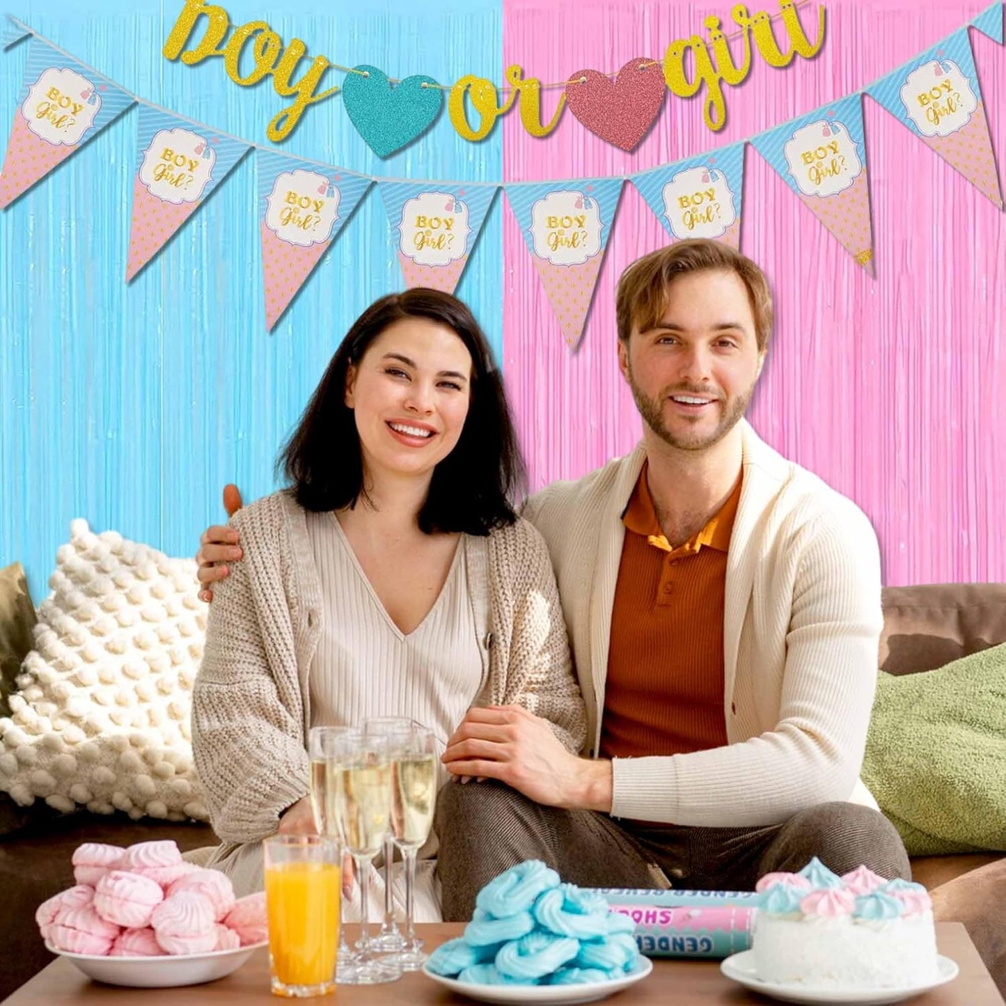 6 Pack Macaron Pink Blue Foil Fringe Curtains Backdrop, 3.28 x 8.2 Ft Metallic Streamers Tinsel Curtains Background for Photo Booth, Birthday, Weddings, Carnivals, Graduation, Themed Party Decorations