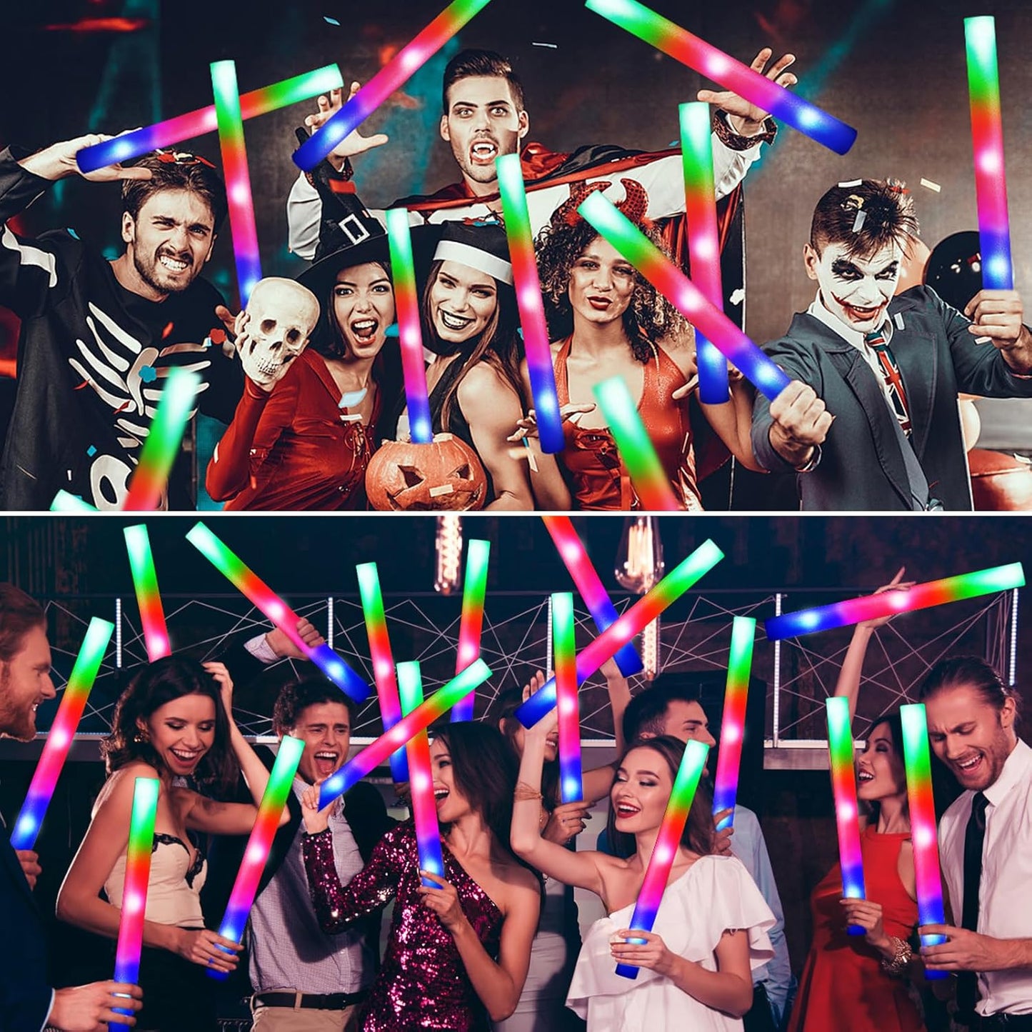 66 PCS Foam Glow Sticks, Glow In The Dark Party Supplies, Foam Light up Sticks with 3 Modes Colorful Flashing, Glow Party Supplies, Foam Glow Sticks Bulk for Wedding, Party, Concert, Raves, Birthday