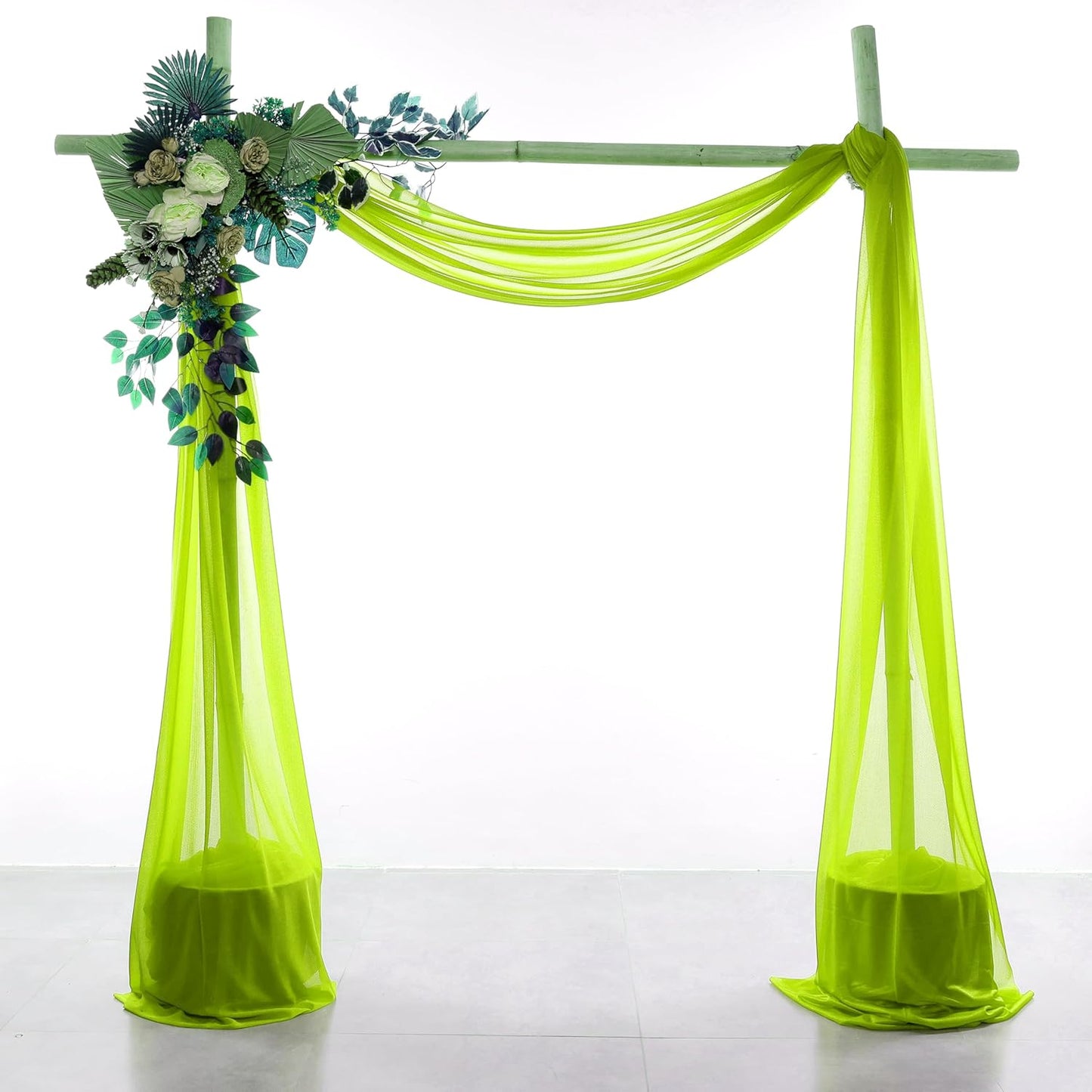 VDS Pack of 1 Panel (30 Inch X 50 Feet) Wedding Arch Draping Fabric Sheer Chiffon Fabric Drapery for Wedding Ceremony Reception Swag Backdrop Canopy Chuppah ARBO Altars Decoration (Parrot Green)