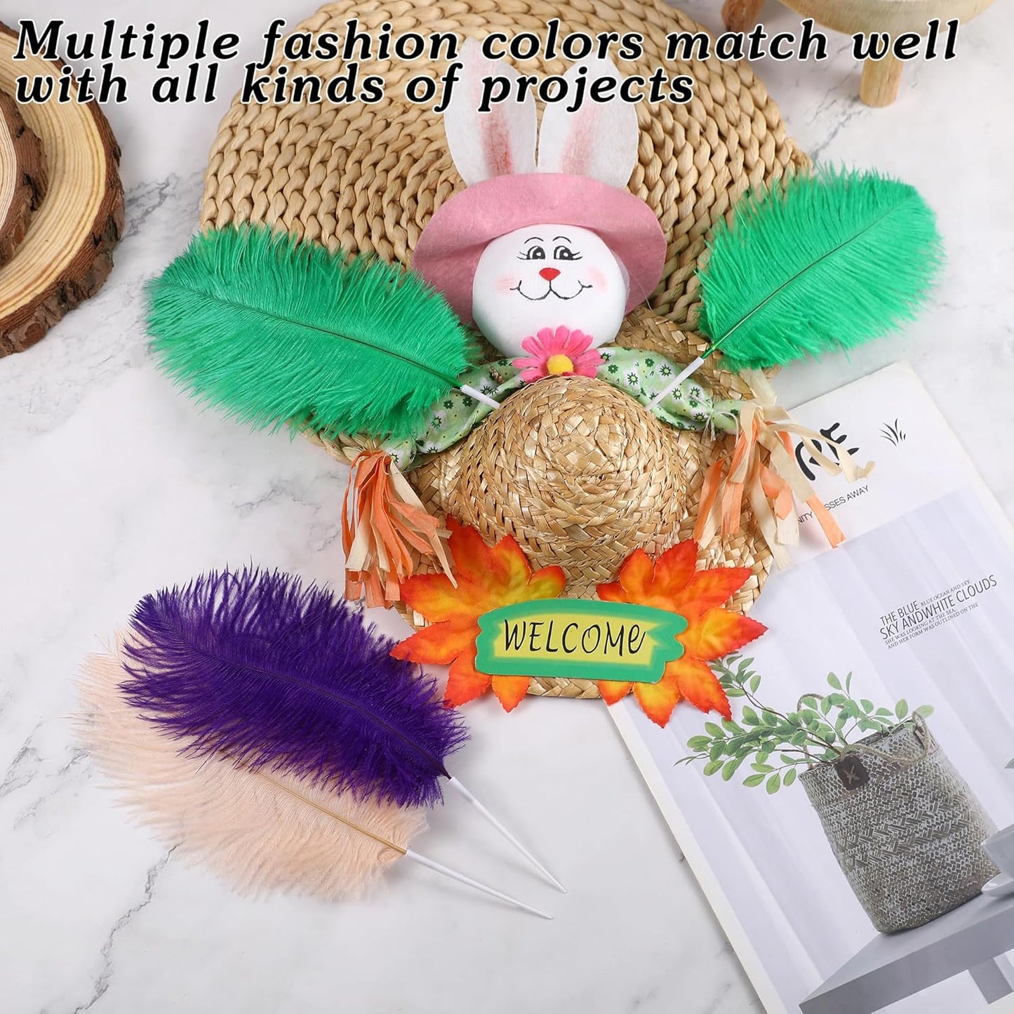 SOGUGOM Green Craft Ostrich Feathers - 30PCS 6-8 inch Mini Ostrich Feathers Kit for Kindergarten Crafts, Hats and Mardi Gras(Green)