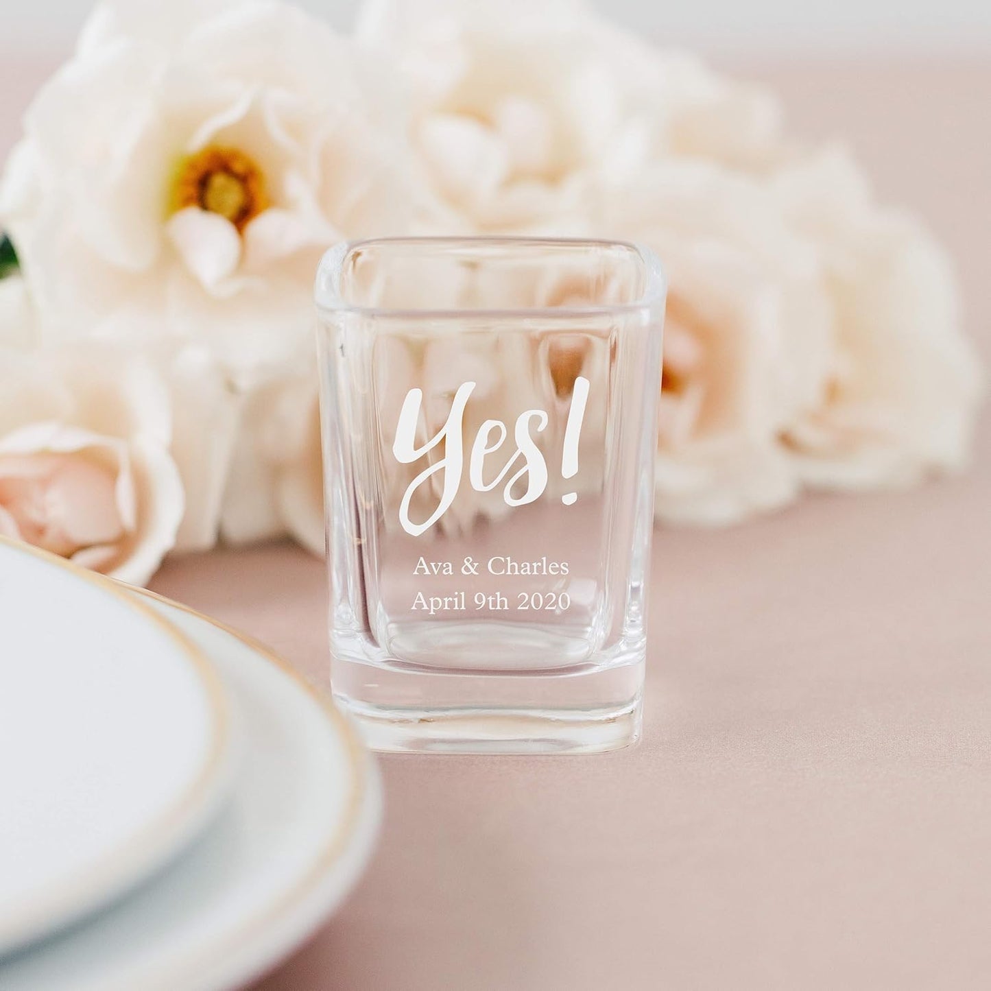 WEDDINGSTAR Personalized 2oz Square Shot Glass Customizable Full Color Print - 84 pack