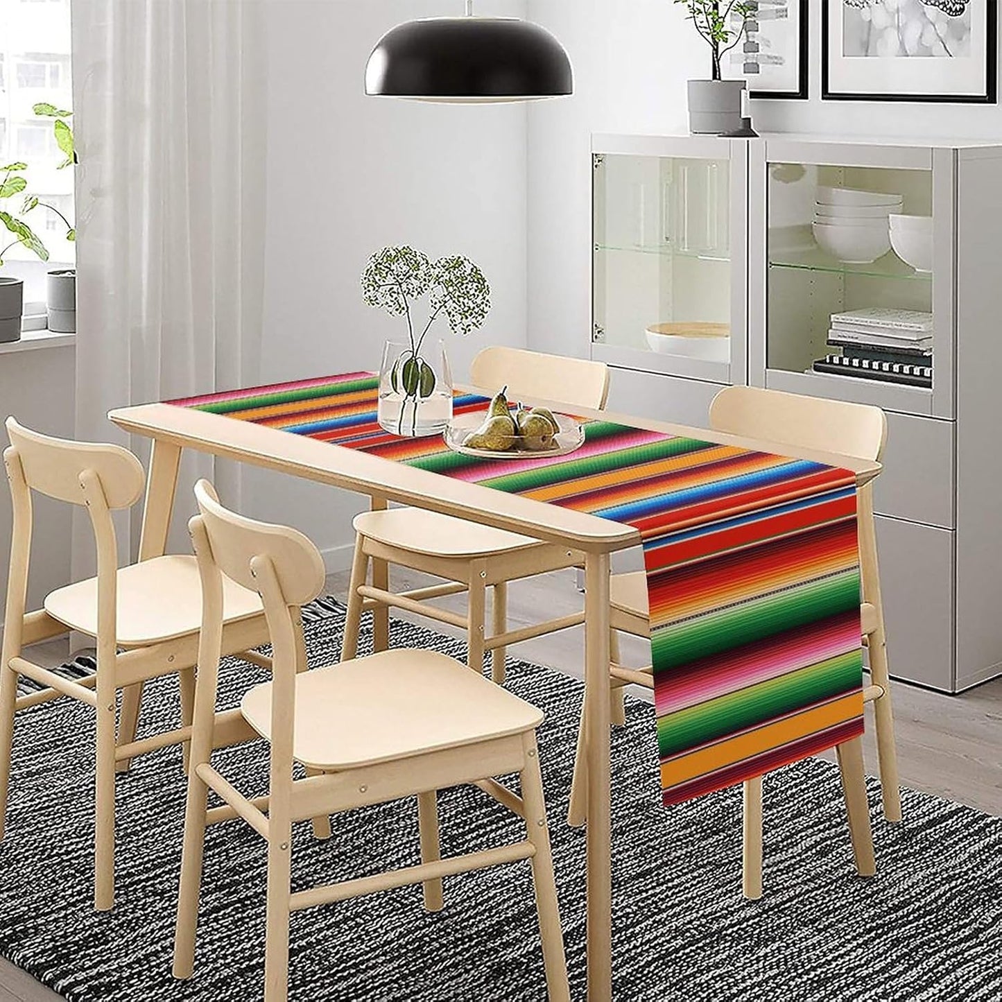 Mexican Table Runner,Colorful Stripe Art Table Runner for Kitchen Dining Table Home Party Decoration 13x72 Inch