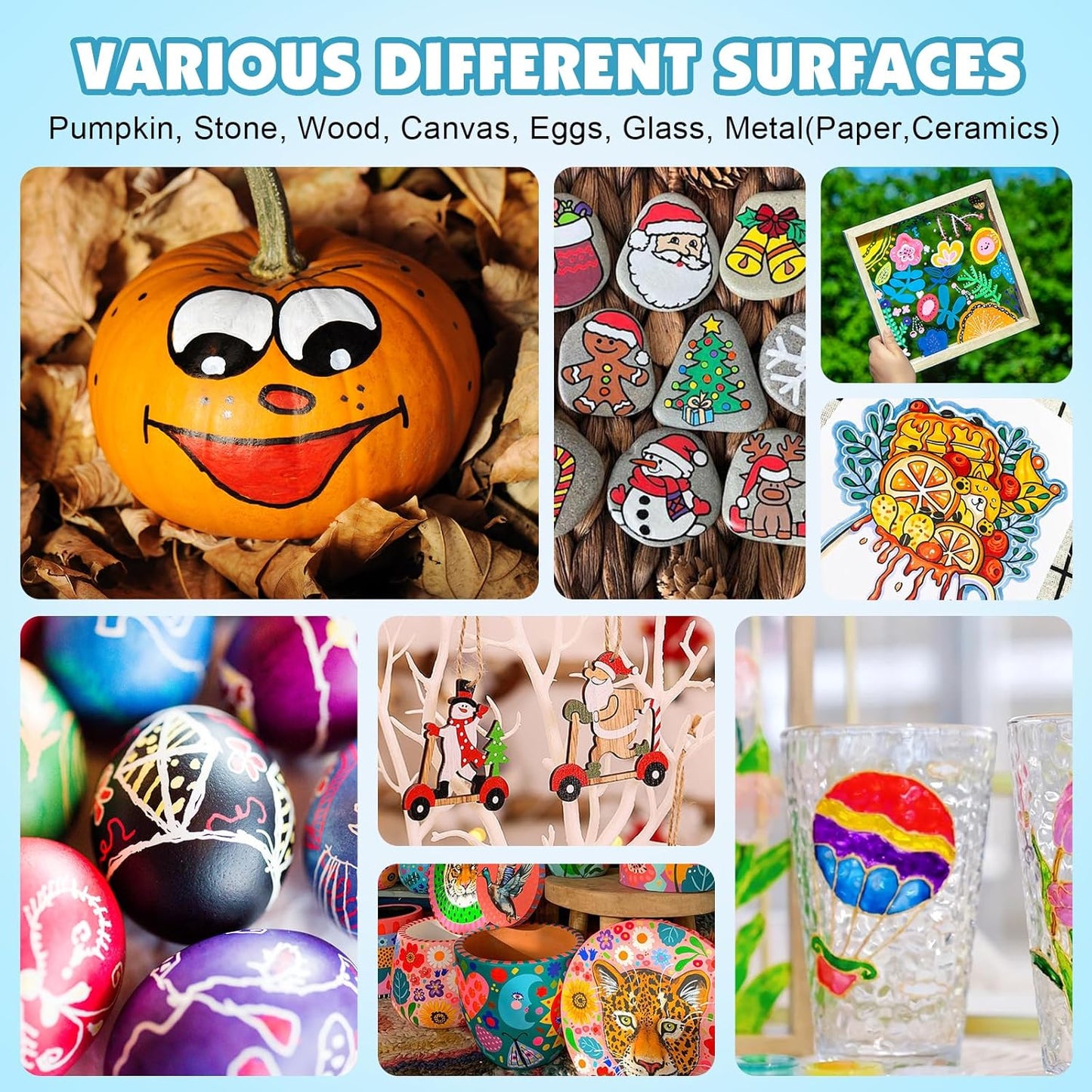 FUMILE 60 Colors Acrylic Paint Markers Dual Tip(Fine and Brush Tip), Acrylic Paint Pens paint Marker for Wood, Rock, Plastic, Glass, Ceramic, Canvas.Acrylic Markers Set for Art.