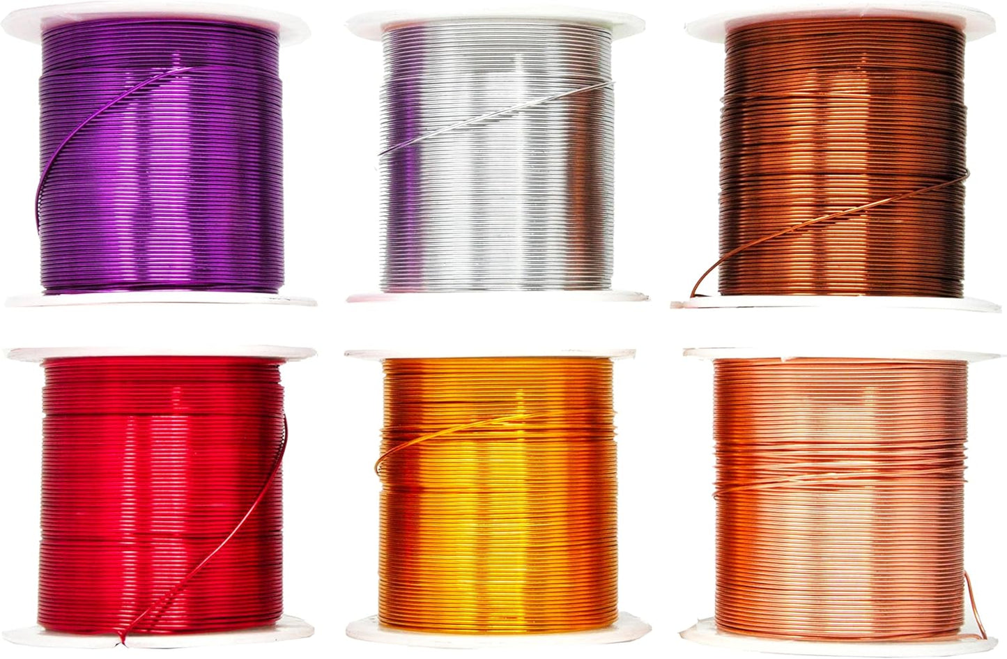 Mandala Crafts 22 Gauge Anodized Aluminum Craft Wire for Jewelry Making - 450 FT Colored Flexible Silver Copper Purple Gold Brown Red Wire - Bendable for Bonsai Armature Crafting Sculpting
