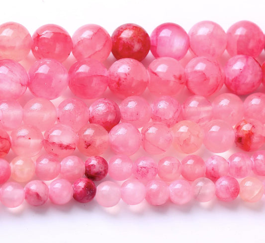 Blood Red Persian Jade Stone Beads Gemstone Round Crystal Energy Jade Beads Stone Beads for Jewelry Making DIY Bracelet Necklace Jewelry Making 1 Strand 15.5inch 31PCS 12MM
