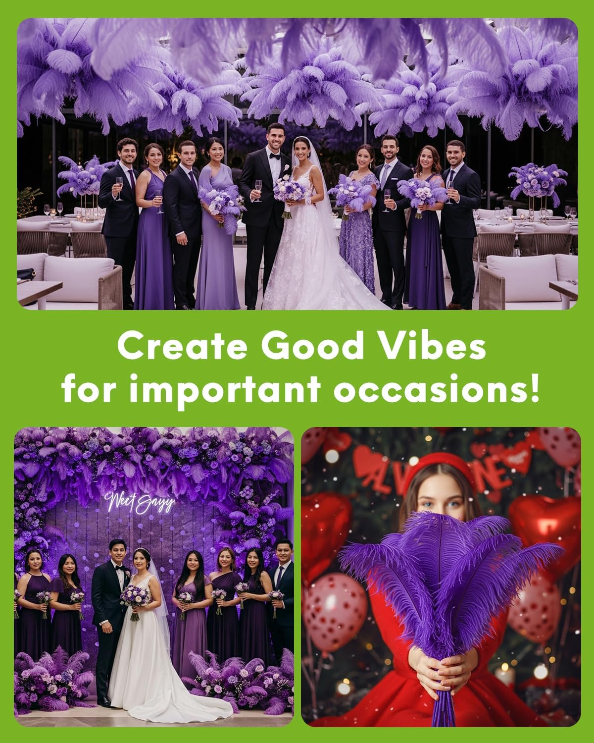 NEWONG 30pcs Purple Ostrich Feathers Natural Bulk 11-14inch(28-35cm) Vase Craft Wedding Home Party Centerpieces Christmas Day Decoration