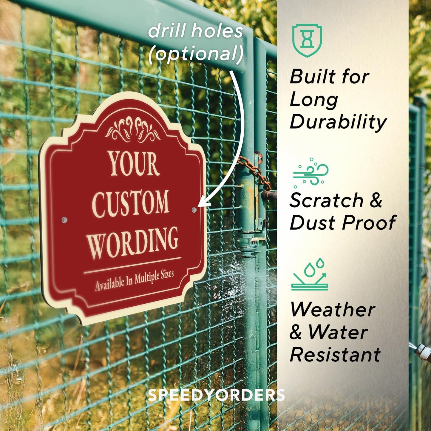 Custom Decorative Outdoor Metal Sign - Personalized Aluminum Driveway Sign, Waterproof, Made in USA - Design 2 Red Brick 10x7 In