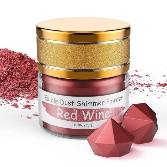Jelife Red Wine Edible Luster Dust - 5 Grams Food Grade Cake Dust Shimmer Powdered, Edible Metallic Powder Food Coloring for Cake Decorating, Chocolates, Fondant, Drinks, Painting & More, Vegan
