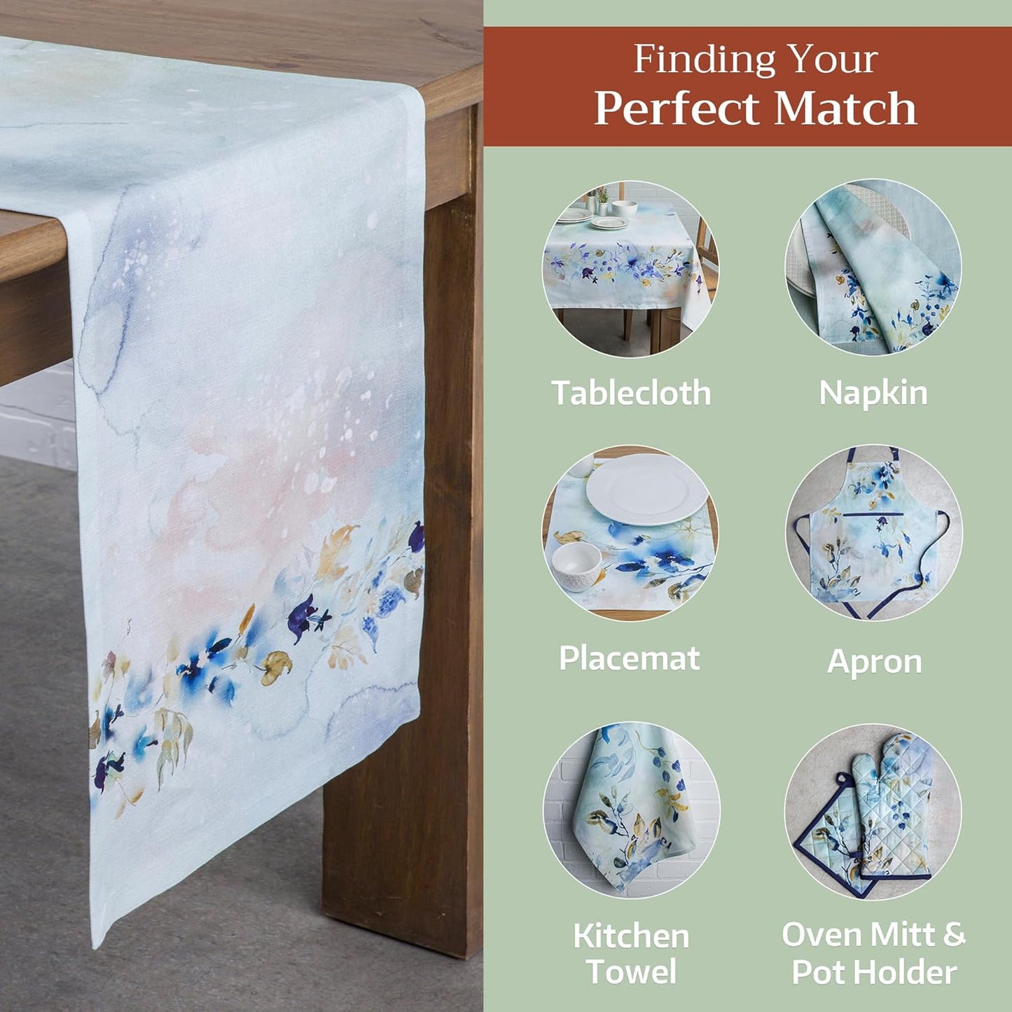 Maison d' Hermine Table Runner 100% Cotton Single Layer Table Runners 108 inches Long Decorative for Home Kitchen Dining Party Wedding Bridal Shower Spring Summer (Lazy Summer Days, 14.50" x 108")