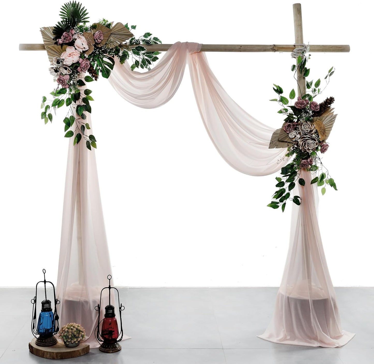 VDS Pack of 4 Panel (30 Inch X 20 Feet) Wedding Arch Draping Fabric Sheer Chiffon Fabric Drapery for Wedding Ceremony Reception Swag Backdrop Canopy Chuppah ARBO Altars Decoration (Nude)