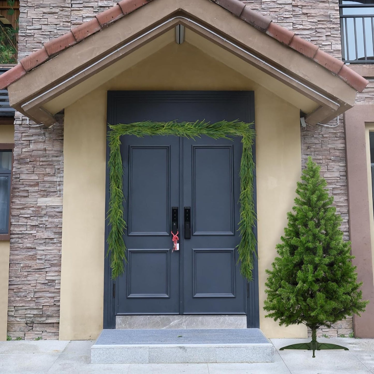 4 Pcs Artificial Norfolk Pine Garlands Christmas, 6 FT Dense Real Touch Winter Pine Garland Ornament, Green Artificial Greenery Garland for Table, Mantle, Wall, Indoor, Outdoor Christmas Decorations