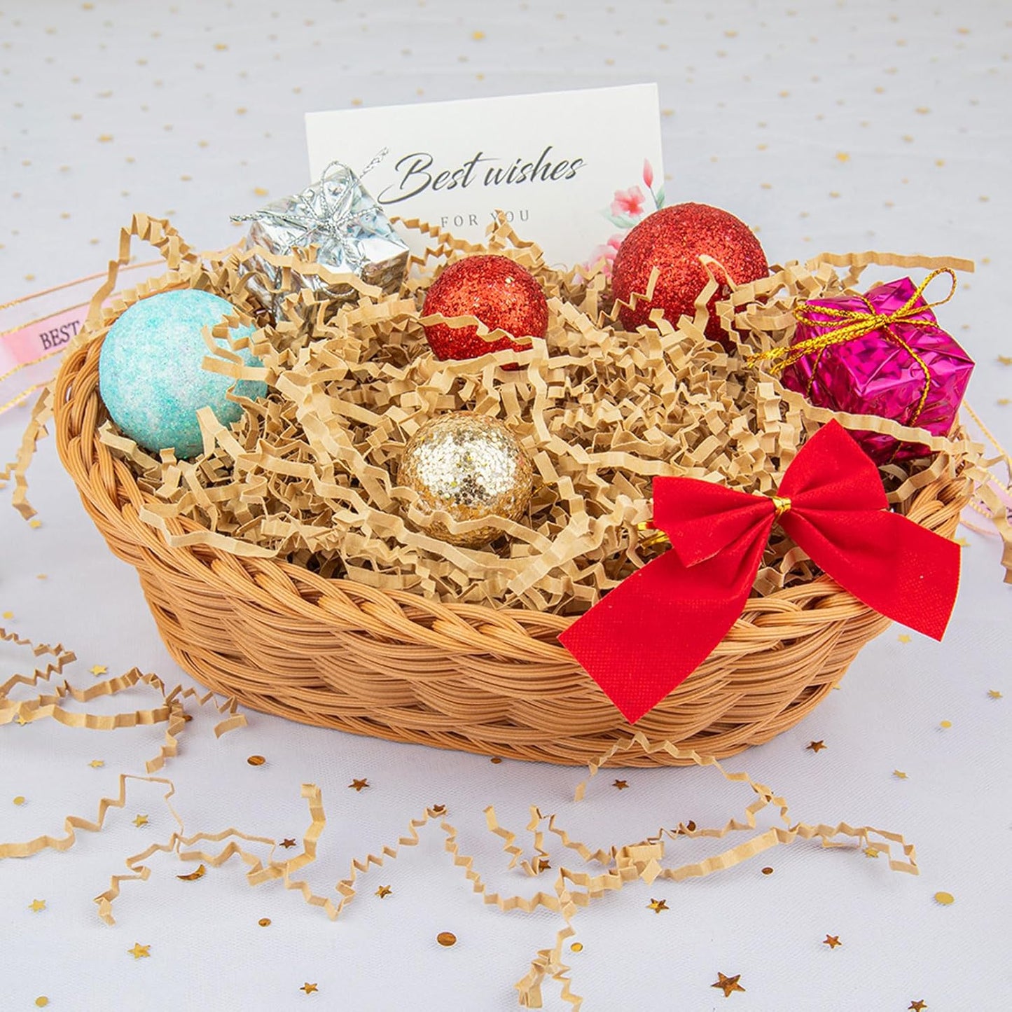 Caleihd Crinkle Cut Paper Shred Packing Grass Cushion Paper Streamer for Christmas Wedding Birthday Bridesmaid Engagement Craft Gift Boxes Bags Basket Filler Decoration 4.5oz Brown