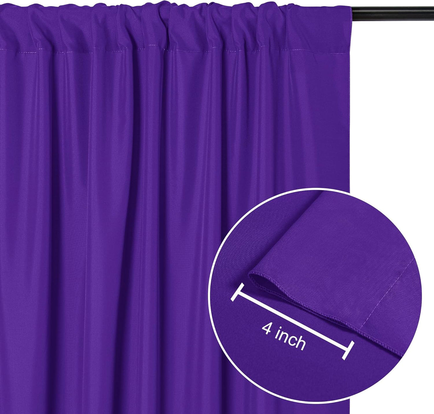 DWCN 10x8 FT Purple Backdrop Curtains for Parties, Photography Backdrop Drapes with Rod Pockets for Wedding Decorations Stage Birthday Family Gatherings, 2 Panels 5ft x 8ft
