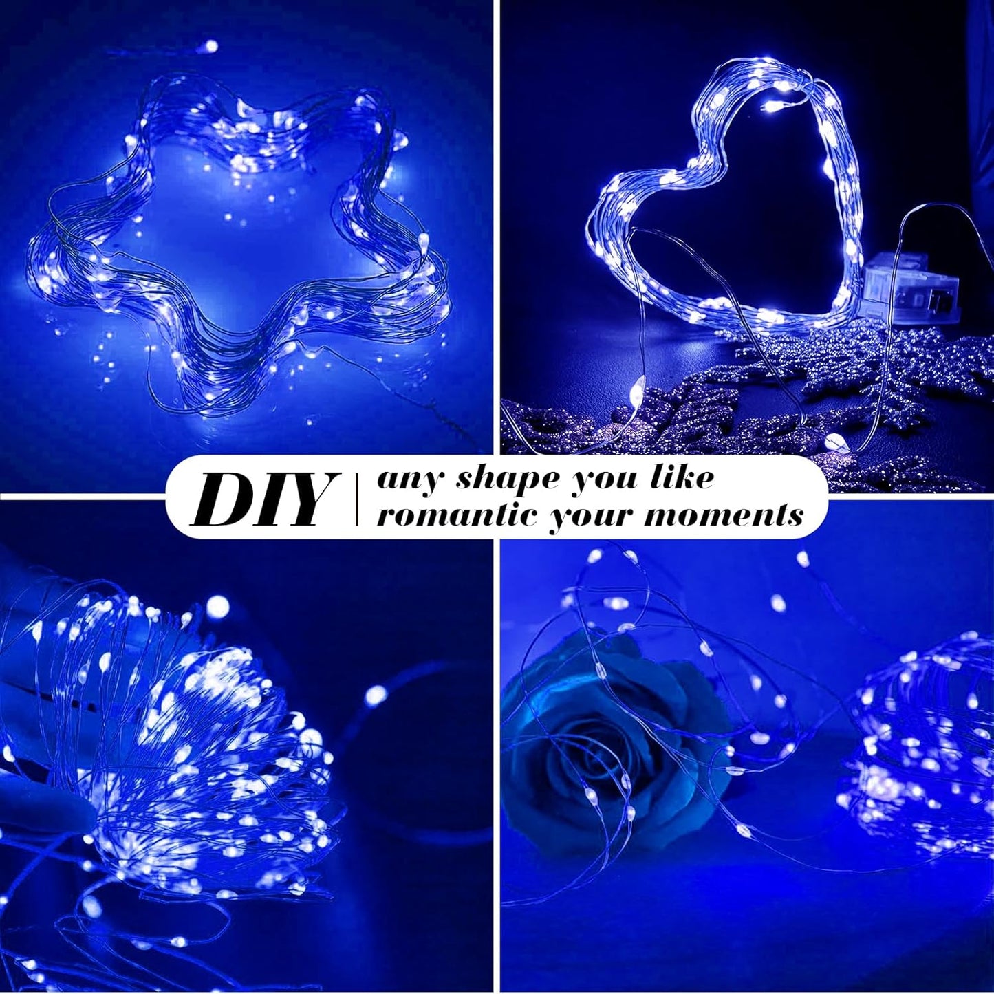 ZGWJ 8 Pack Fairy Lights Battery Operated, 7ft 20 Mini LED Fairy String Lights Silver Wire 3 Modes for DIY, Parties, Wedding, Bedroom, Halloween Christmas Decoration Colorful and Blue