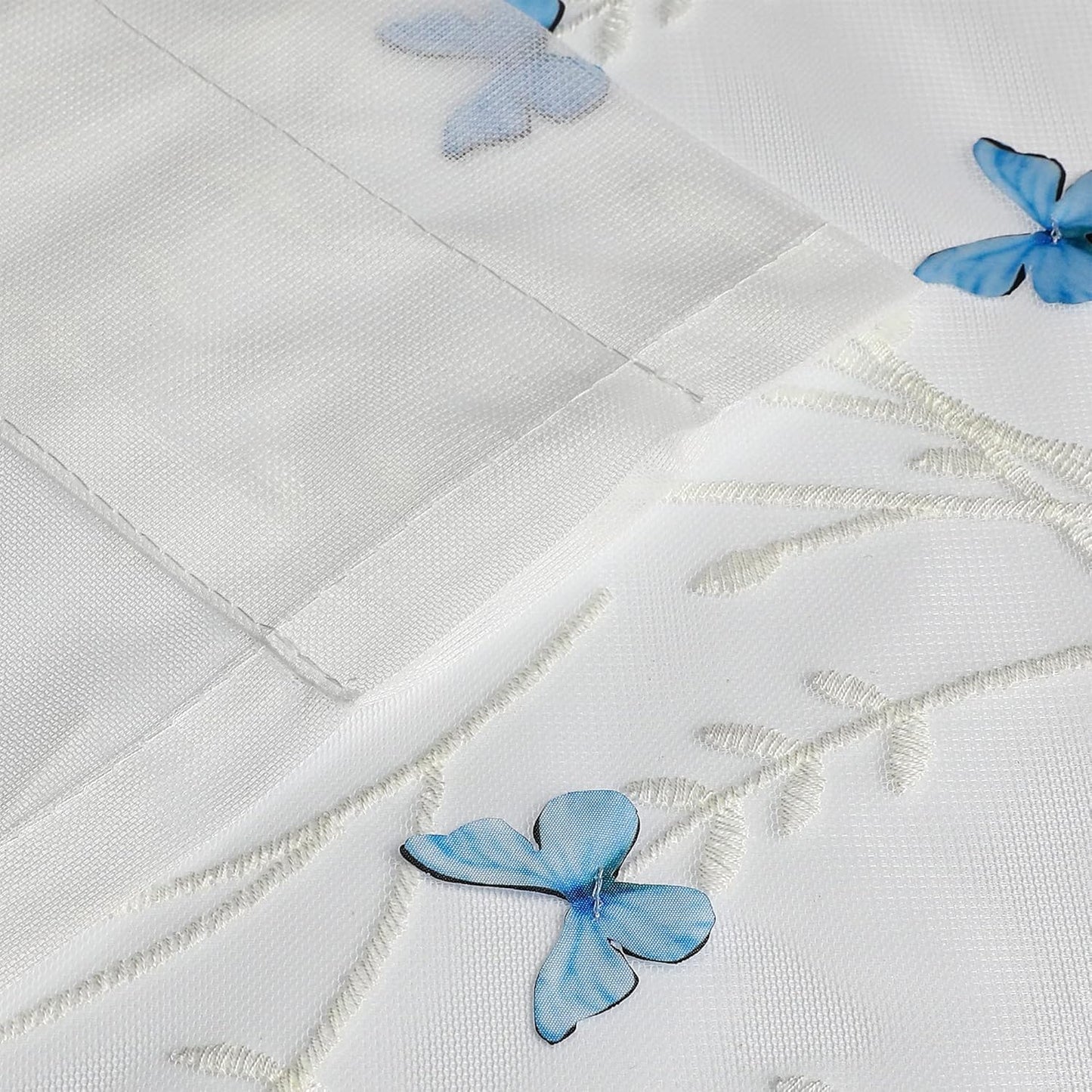 VISIONTEX White Sheer Voile Curtains, Decorative White Embossed Butterflies Rod Pocket Window Drapes for Home Kitchen, Living Room and Bedroom 54 x 84 Inch, Set of 2 Curtain Panels