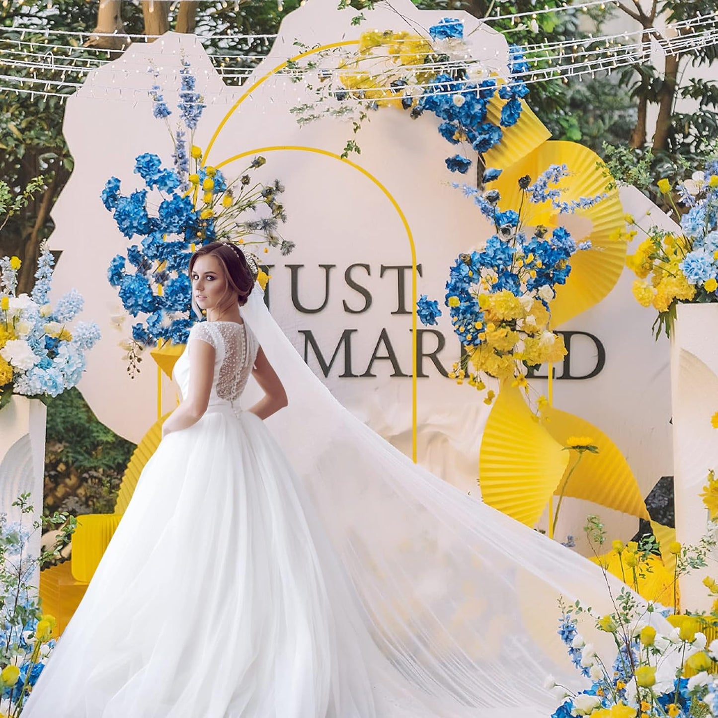 Wokceer Wedding Arch Stand 2 Set 8FT, 6.6FT Gold Metal Arch Backdrop Stand for Birthday Party Wedding Ceremony Baby Shower Garden Arch Decoration