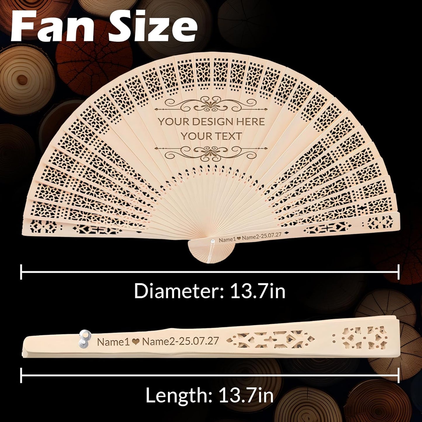30 PCS Custom Fans Personalized Folding Fans for Line Dancing Wooden Hand Fan Wedding Favors Gift for Guests Personalized Fans for Events