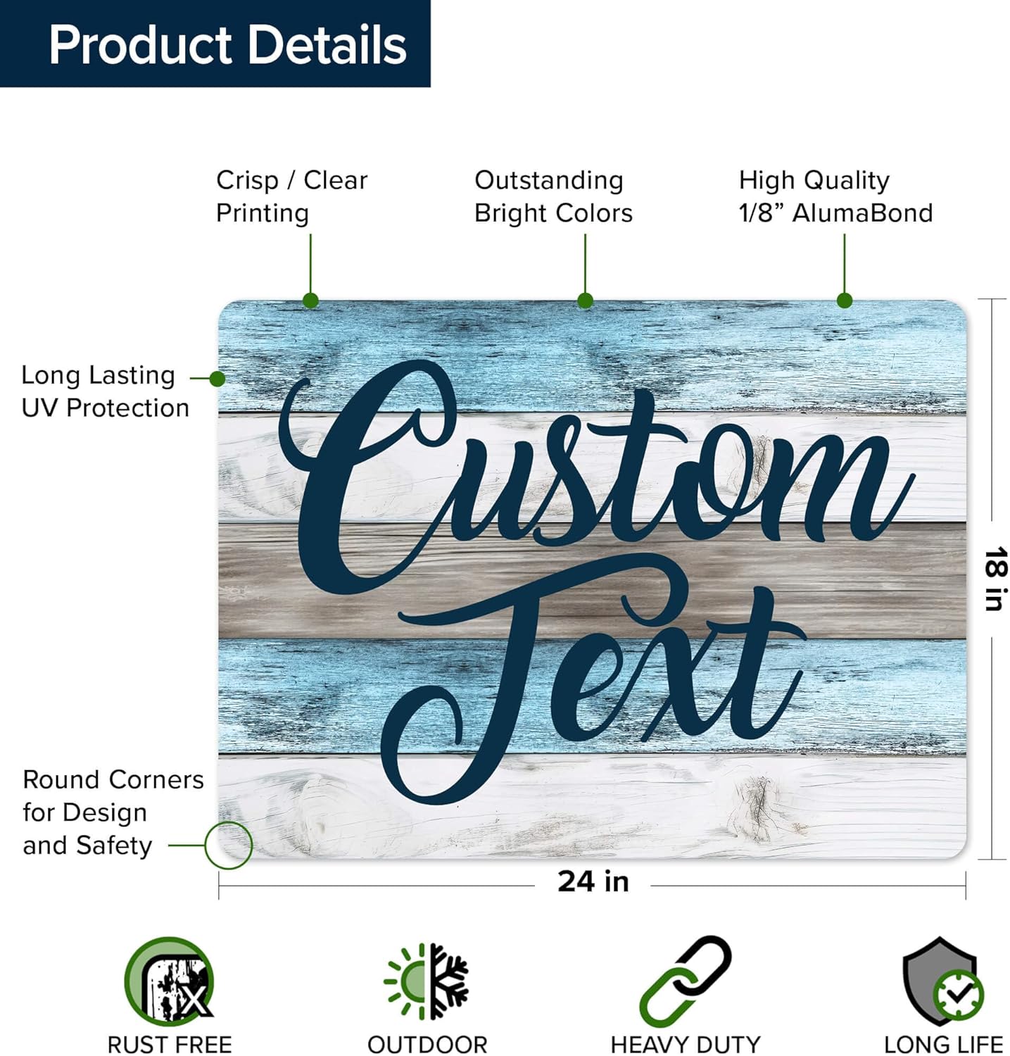 Custom Sign, Custom Street Sign, 11 Font Colors, 13 Font Styles, 4 Hole Options, 22 Sizes, 18x24 Inches, Rust Free DiBound, Fade Resistant, Made in USA by My Sign Center (Coastal)