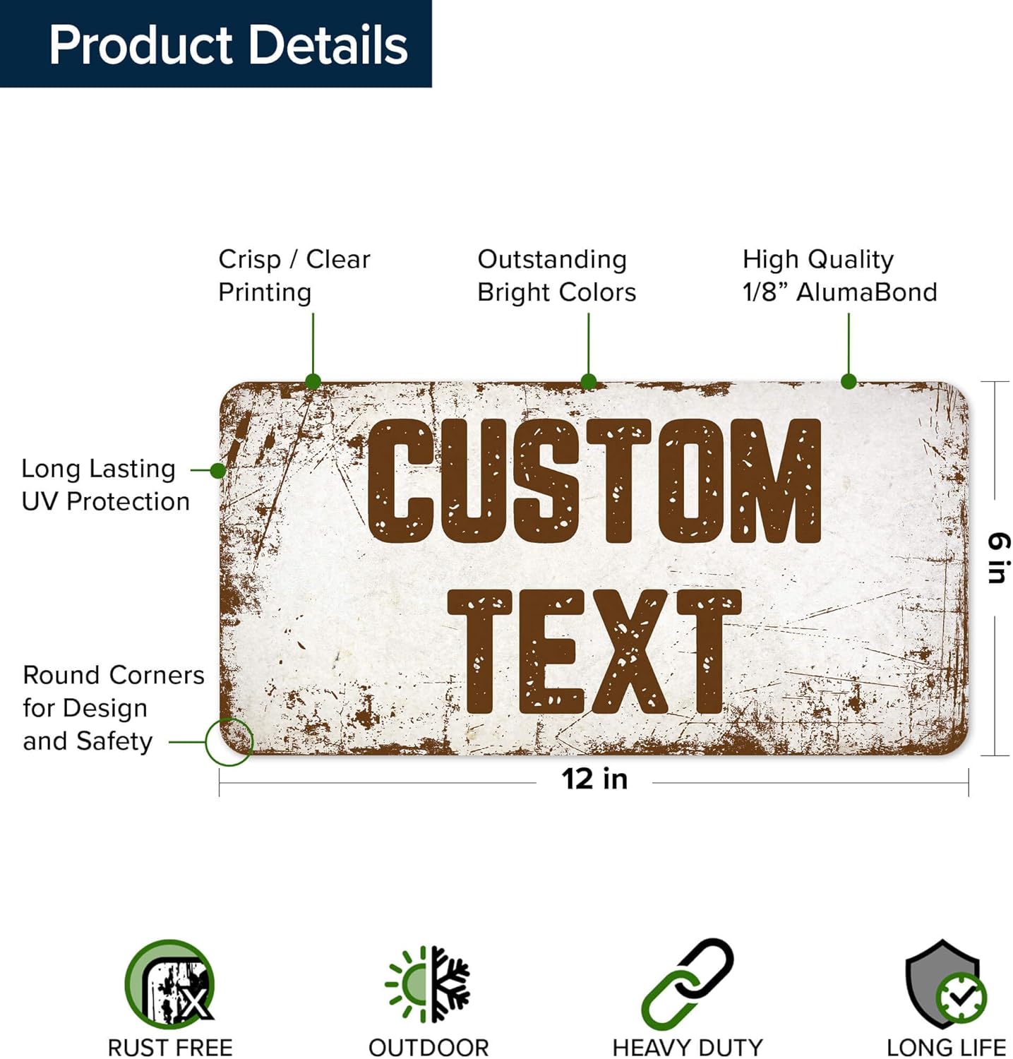 Custom Sign, Custom Street Sign, 11 Font Colors, 13 Font Styles, 4 Hole Options, 22 Sizes, 6x12 Inches, Rust Free DiBound, Fade Resistant, Made in USA by My Sign Center (Rustic)