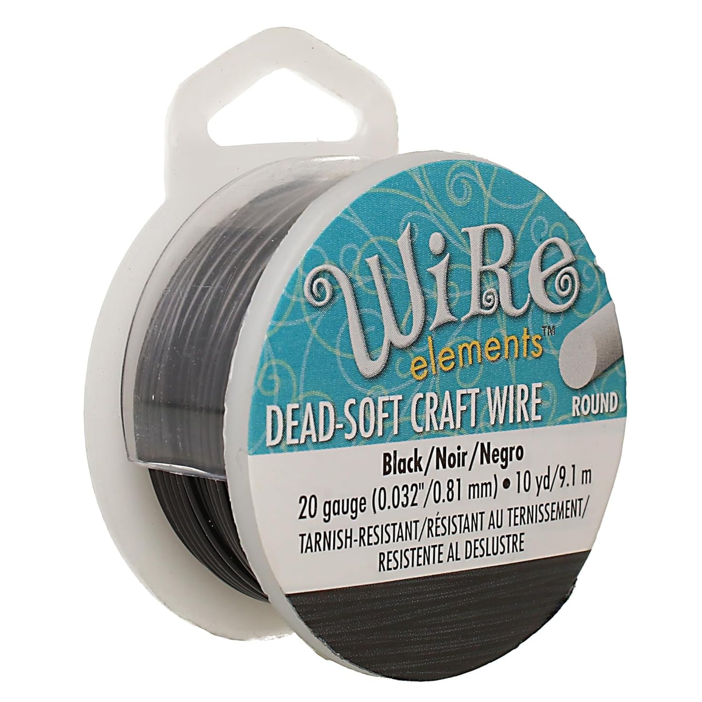 The Beadsmith Wire Elements Craft Wire – Tarnish Resistant, Soft Temper, Round, Black Color – 0.81mm, 20 Gauge, 10 Yard Spool – Jewelry Making, Wire Wrapping, Floral, & Other DIY Crafts