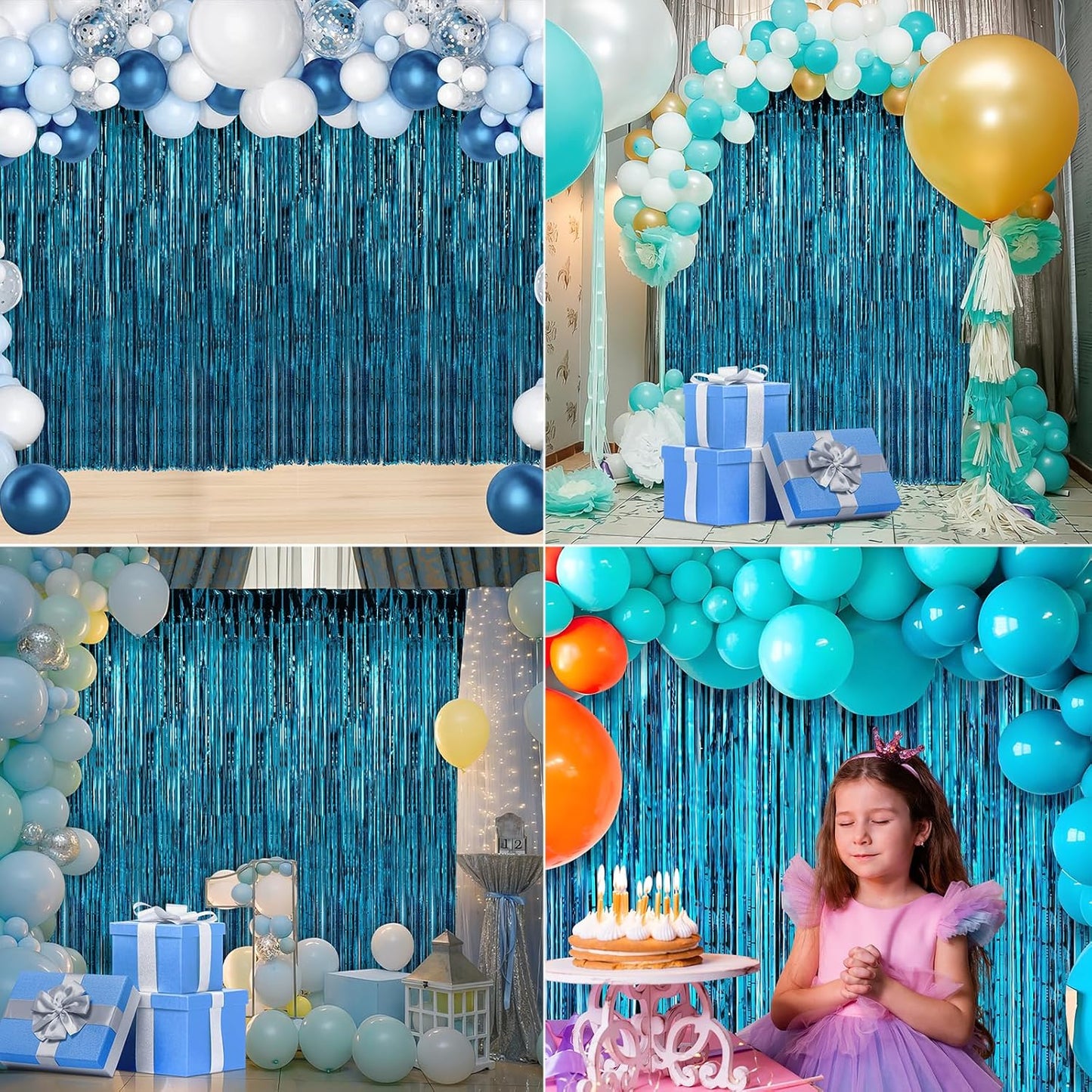 Crosize 2 Pack 3.3 x 9.9 ft Blue Foil Fringe Curtains Party Decorations, Blue Tinsel Curtain Backdrop for Parties, Door Streamers, Glitter Streamer Fringe Backdrop for Birthday Decoration
