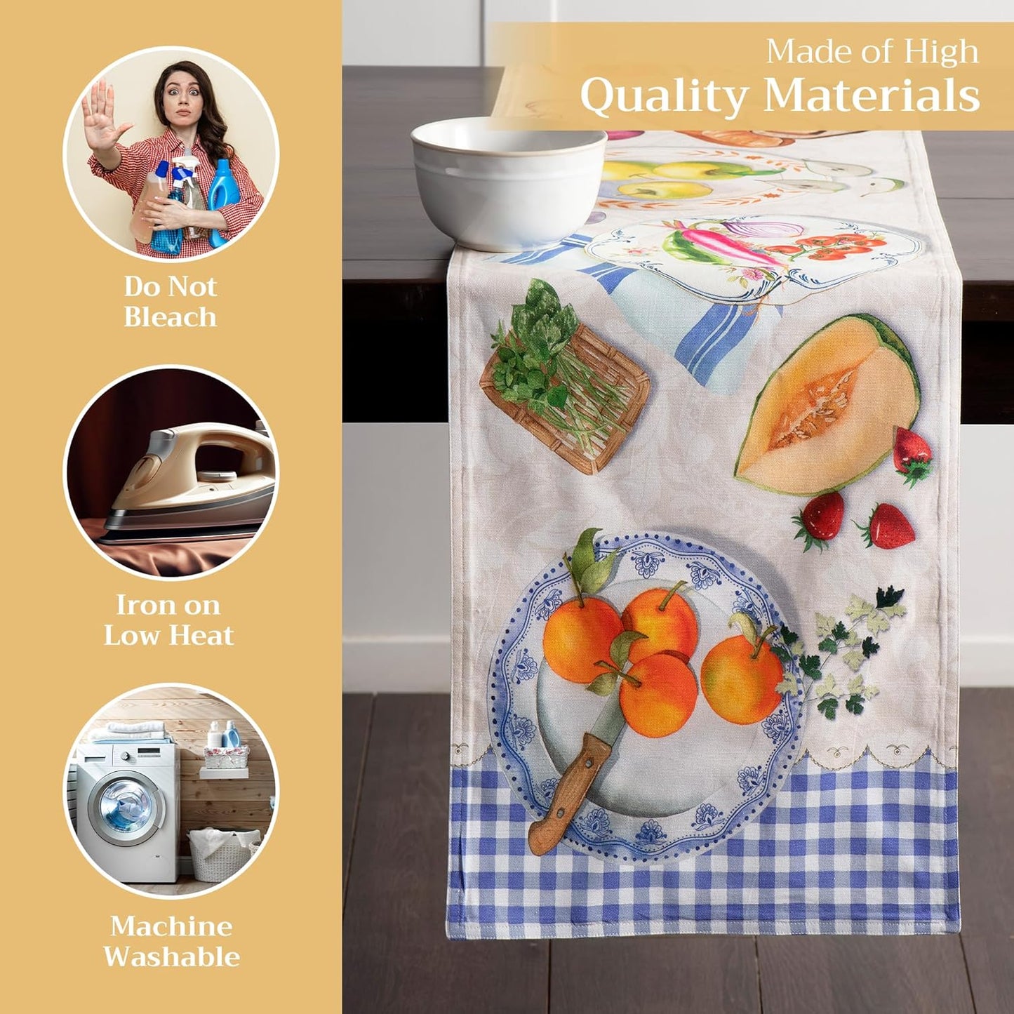 Maison d' Hermine Table runner 100% Cotton Double Layer Table Runners 108 inches long Decorative for Home Kitchen Dining Party Baby Shower Wedding Bridal Shower Spring Summer (Gourmand, 14.50" x 108")