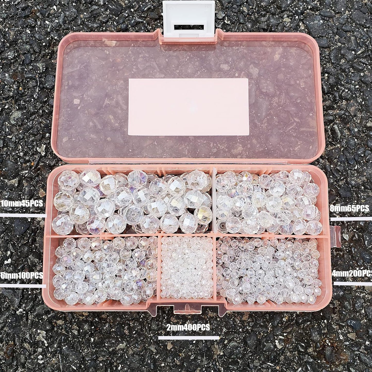 2-10mm Briolette Rondelle 810pcs White AB Crystal Glass Beads Faceted Shape Crystal Spacer Beads for Bracelet Necklace Decorative Hand Jewelry Making (2/4/6/8/10mm White AB)