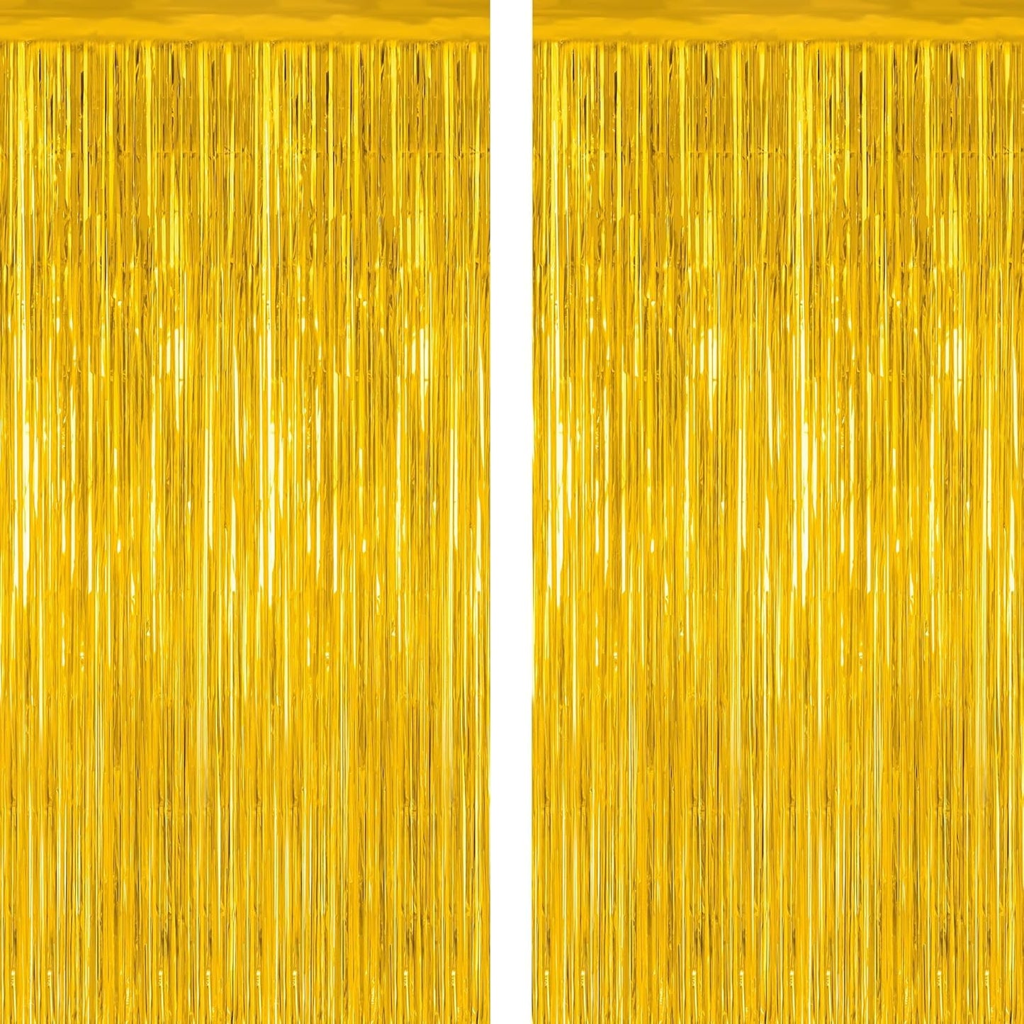 2 Pack Gold Tinsel Backdrop, 3.28 FT x 7.05 FT Metallic Fringe Curtain, Gold Color Graduation Backdrop Party Streamers, Party Supplies Door Decorations for Birthday Anniversaries