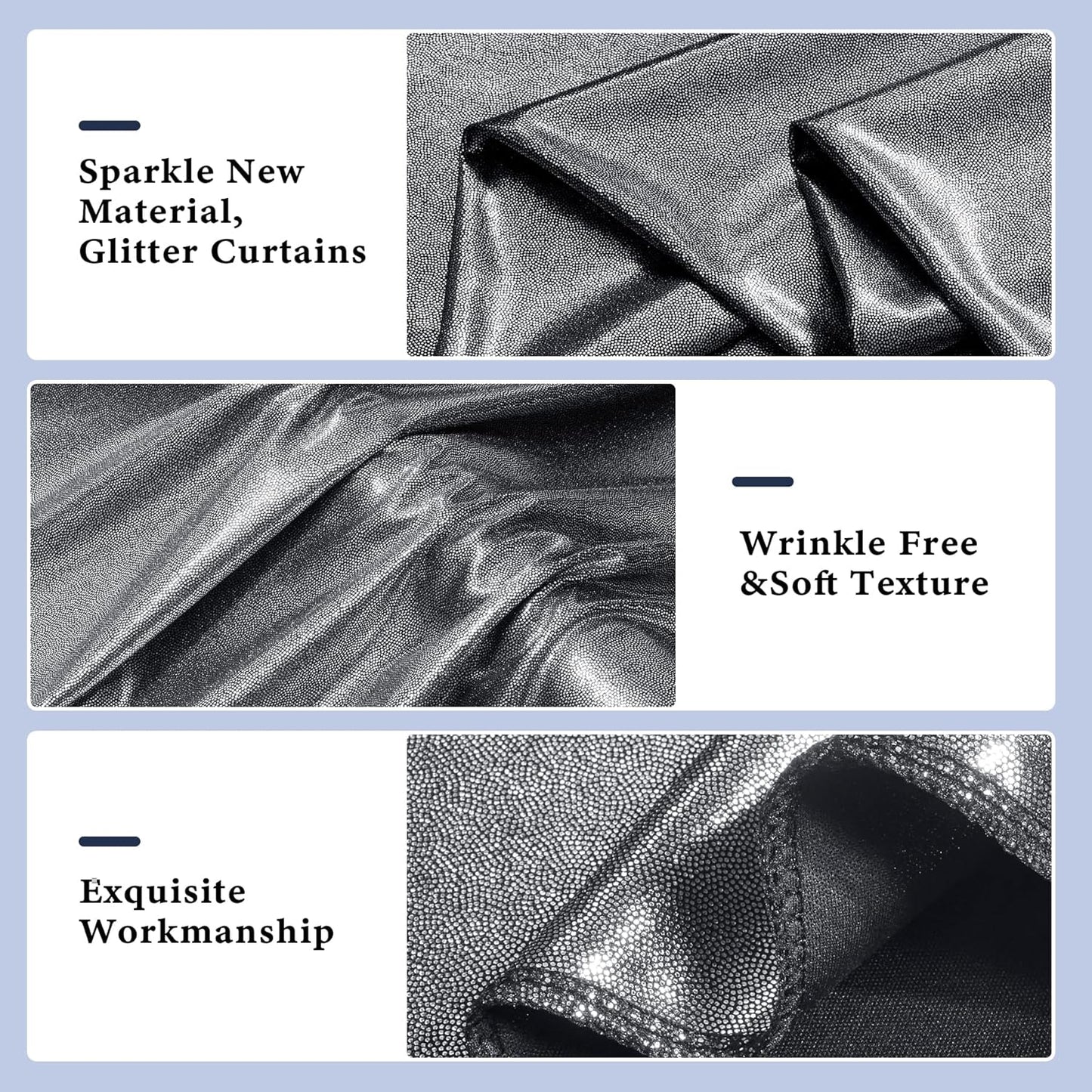 Outpain Thick 10 ft x 10 ft Black Silver Sequin Backdrop Curtain for Parties, Wrinkle Free Glitter Photo Backdrop Drapes 2 Panels 5x10ft Black Silver Back Drop Cloth for Wedding Photography Background