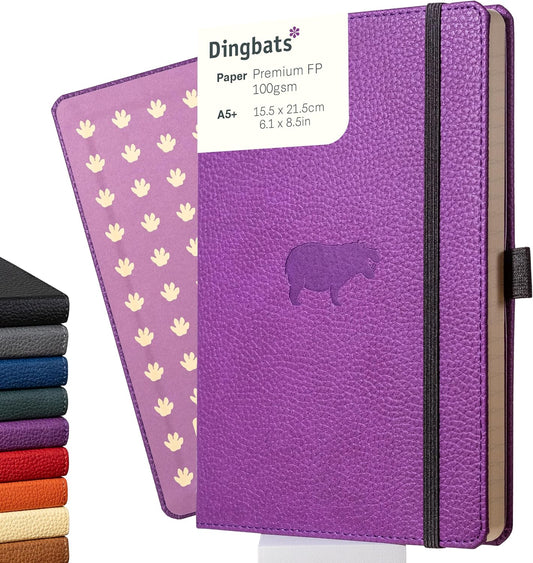 Dingbats* Wildlife Lined Writing Journal Notebook A5 - Vegan Leather Hardcover - Ideal for Work, Travel - Pocket, Elastic Closure, & Bookmark