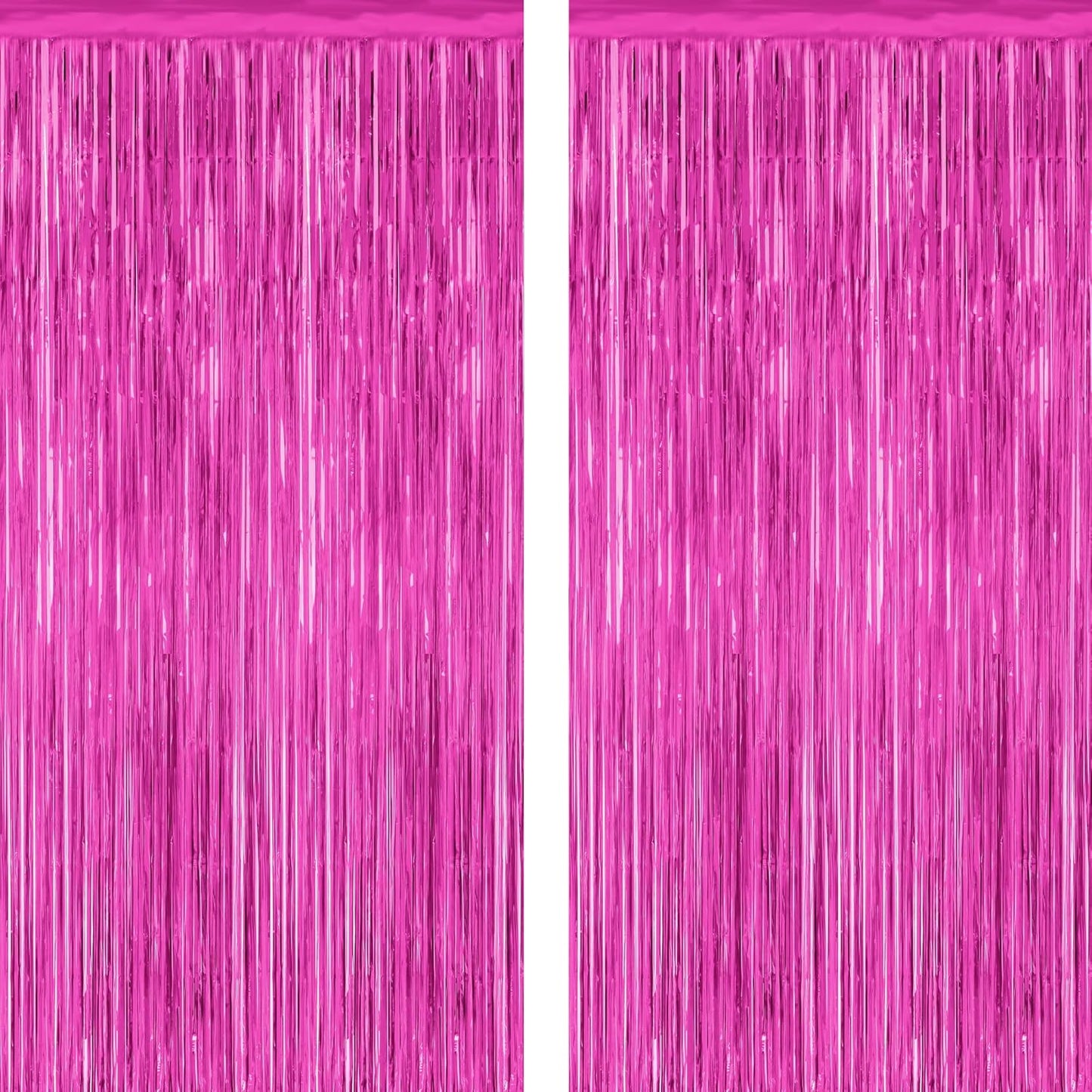 2 Pack Hot Pink Party Decorations, 3.28 FT x 7.05 FT Hot Pink Backdrop, Metallic Rose Red Photo Backdrop Foil Curtains Tinsel Backdrop, Metallic Pink Party Decor Wedding Party Supplies