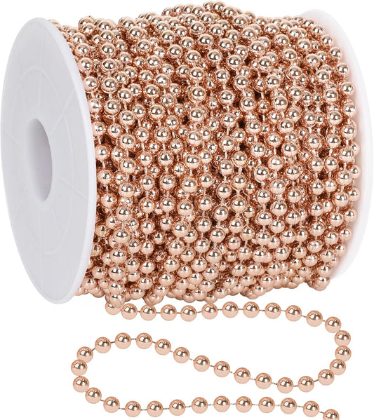 100 Feet Christmas Tree Decor, Rose Gold Christmas Tree Garland, Artificial Beads Strands Chain Xmas Tree Decorations for Xmas DIY Fireplace Curtains Home Party Decor