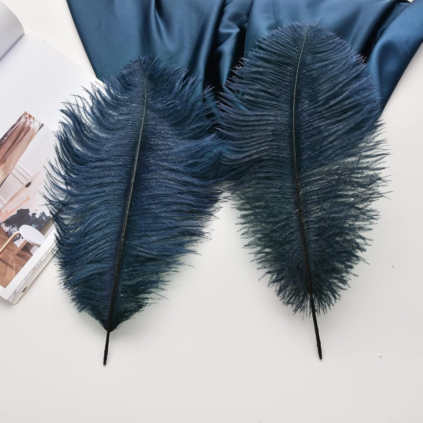 Ballinger Navy Blue Ostrich Feathers Plumes - 24pcs 10-12inch Craft Feathers for Wedding Party Centerpieces Halloween Decorations