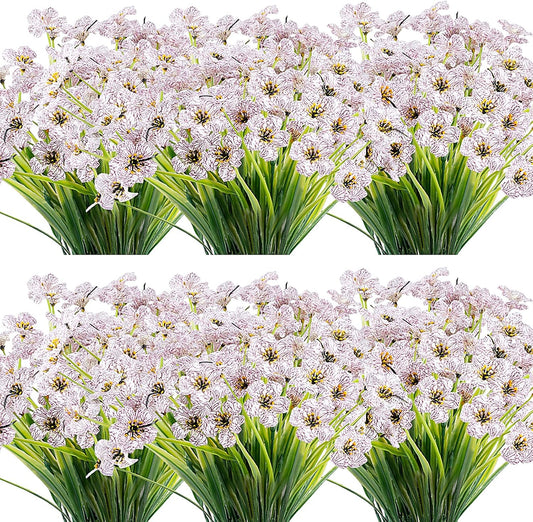20 Bundles Artificial Flowers Outdoor UV Resistant Fake Flowers No Fade Faux Plastic Plants Garden Porch Window Box Decorating(White)…