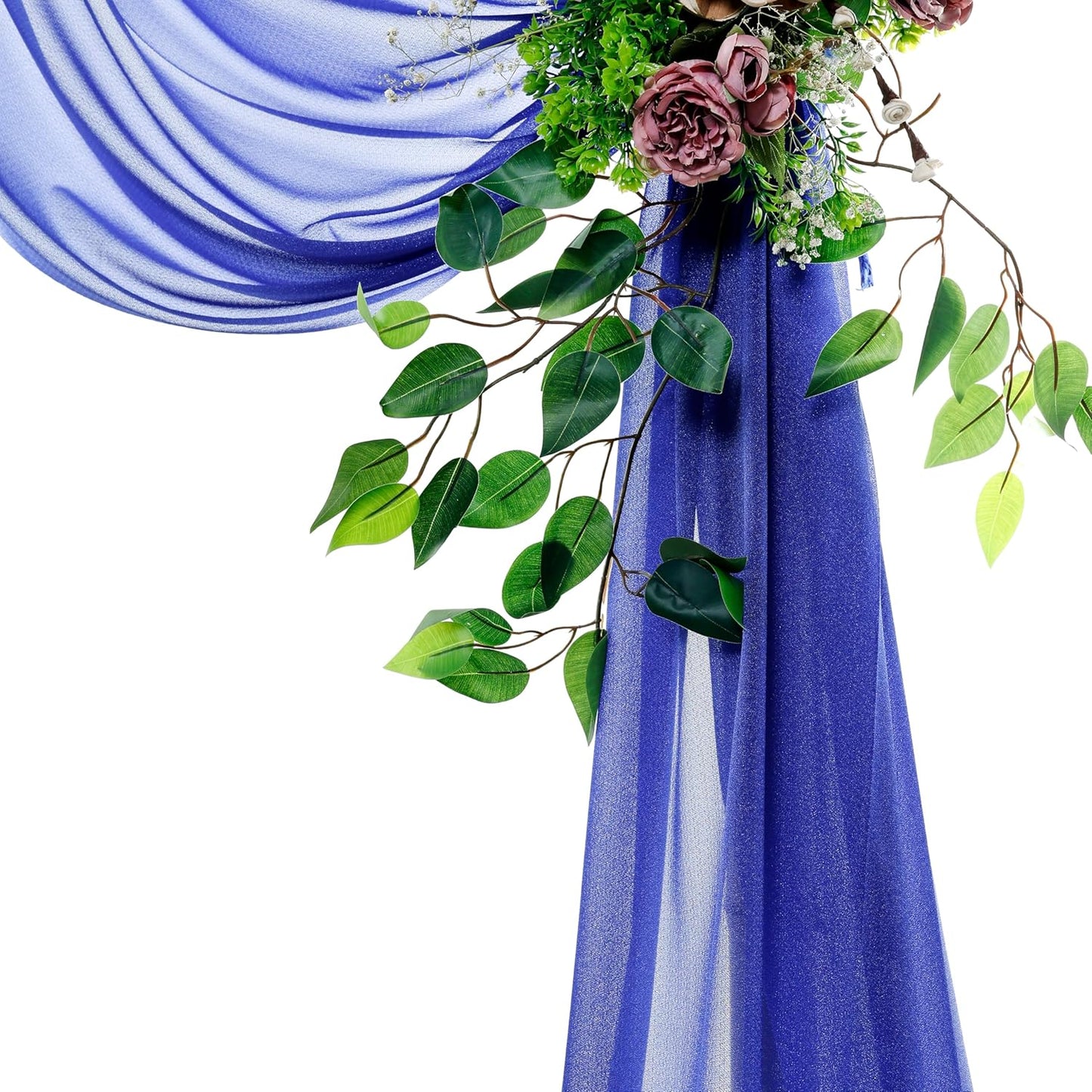 VDS Pack of 1 Panel (30 Inch X 40 Feet) Wedding Arch Draping Fabric Sheer Chiffon Fabric Drapery for Wedding Ceremony Reception Swag Backdrop Canopy Chuppah ARBO Altars Decoration (Royal Blue)