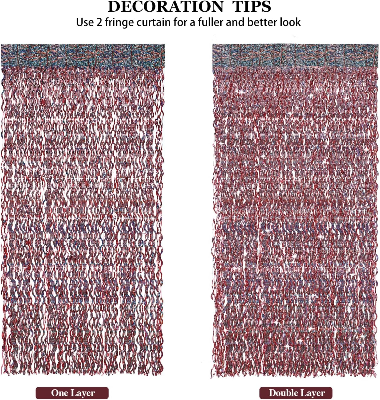 3 Pack 3.3 ft x 6.6 ft Tinsel Curtain -CYLMFC Rose Gold Birthday Backdrop Background for Wedding Graduation Engagement Party Backdrop Decor