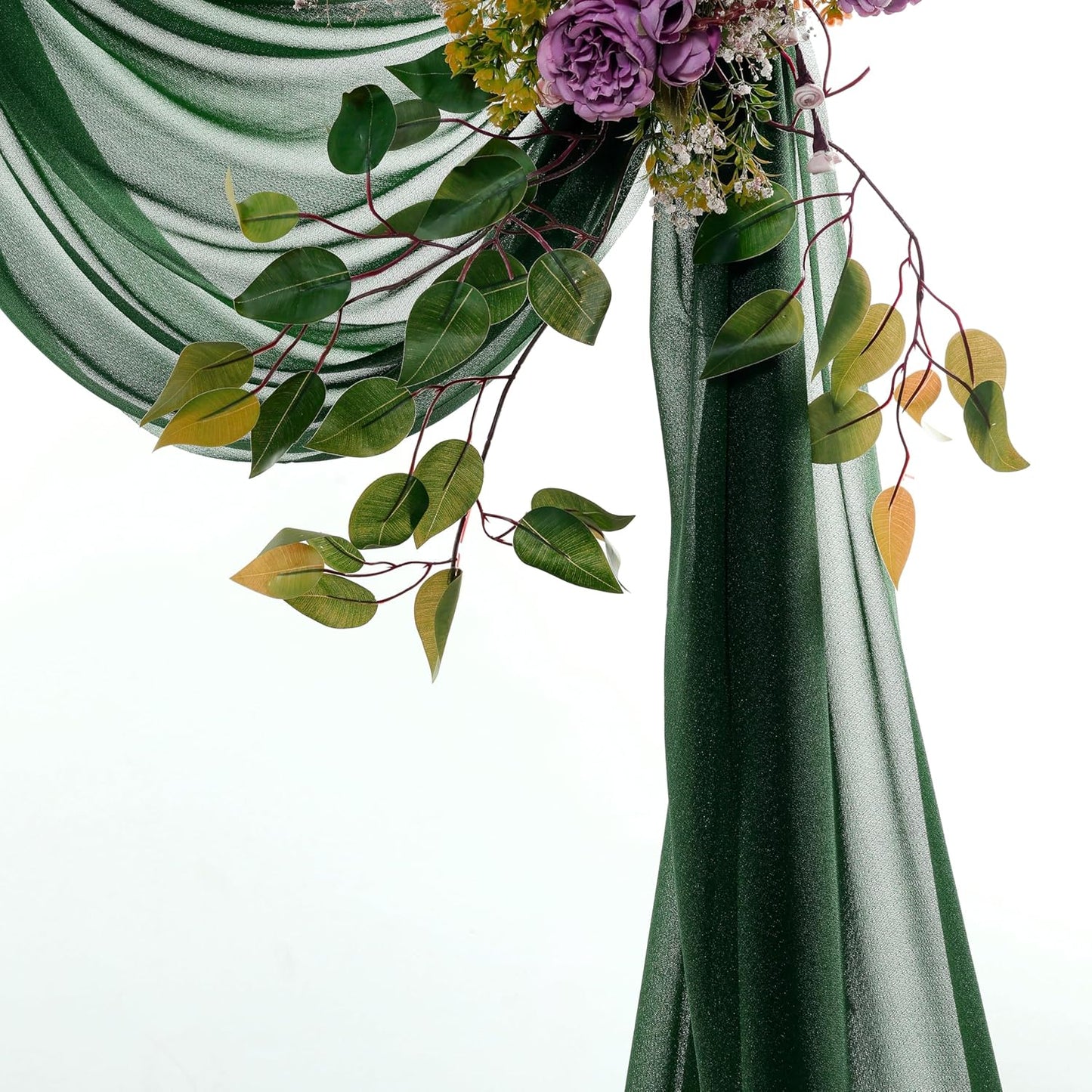 VDS Pack of 2 Panel (30 Inch X 100 Feet) Wedding Arch Draping Fabric Sheer Chiffon Fabric Drapery for Wedding Ceremony Reception Swag Backdrop Canopy Chuppah ARBO Altars Decoration (Hunter Green)