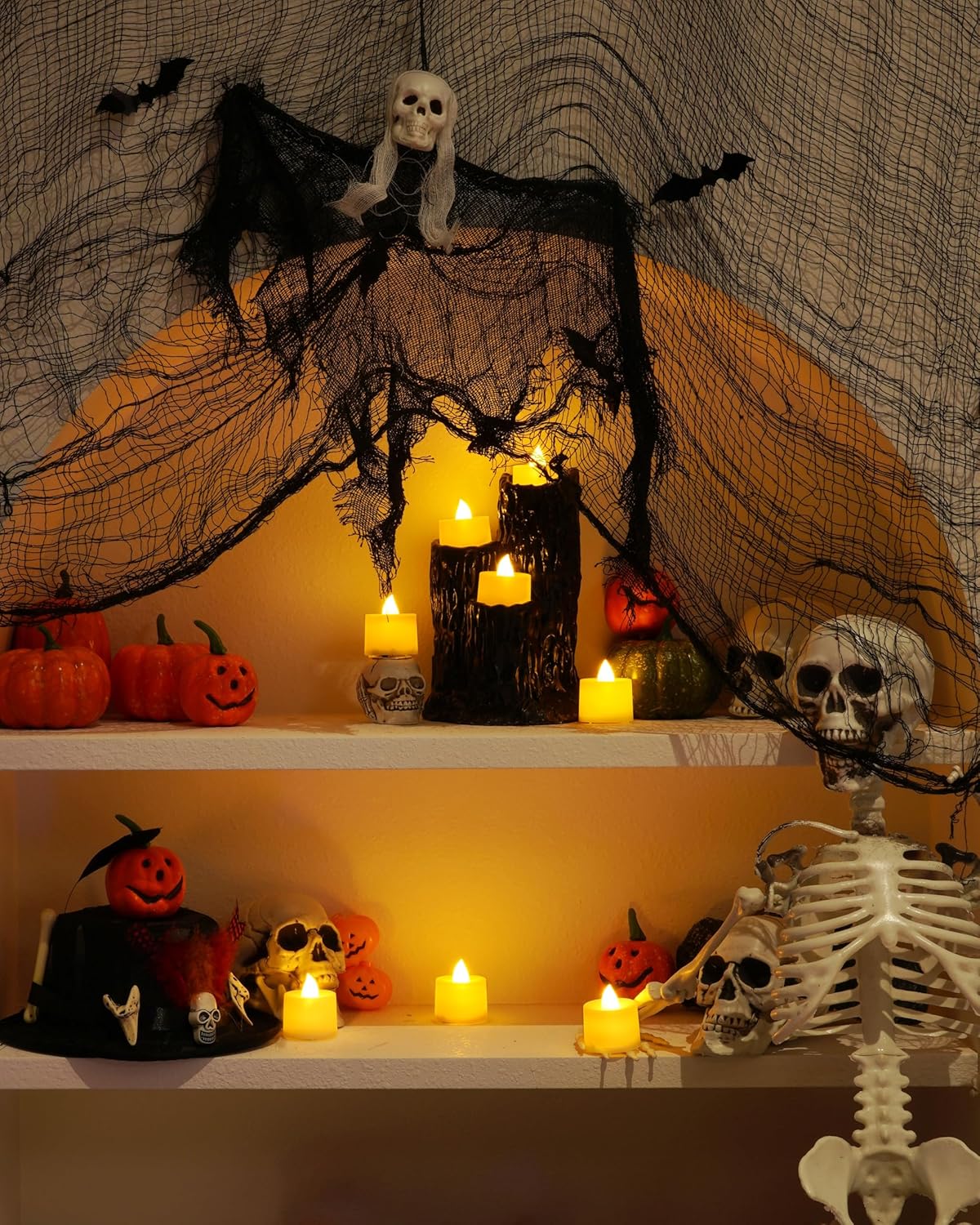 Amagic 24 Pack LED Tea Lights, Flameless Votive Candles, Lasting Electric Fake Small Candles, Battery Operated Tealights Candles for Halloween, Christmas, Home Decor, Wedding, Party, Festival(Ivory)