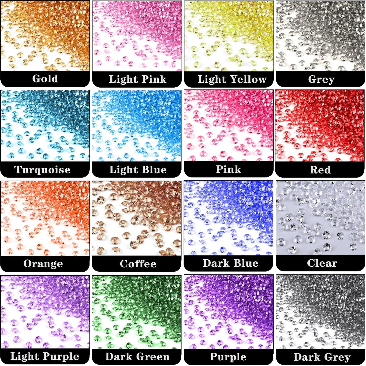 10000Pcs Crystal Acrylic Diamond Fake Gems Vase Filler, 4.5mm Faux Diamonds for Table Scatter Wedding Party, Bridal Shower, Birthday Decoration, Grey