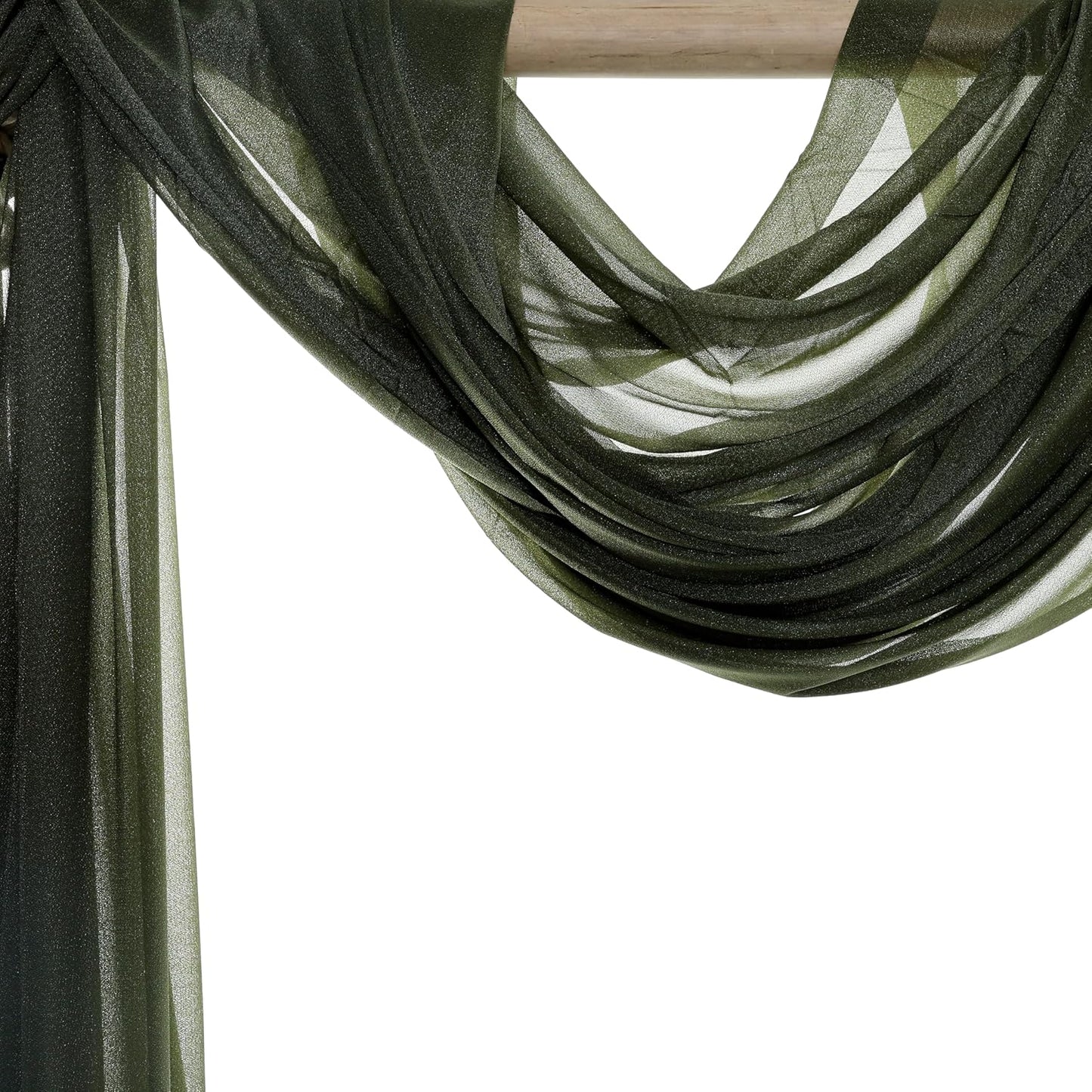 VDS Pack of 3 Panel (30 Inch X 20 Feet) Wedding Arch Draping Fabric Sheer Chiffon Fabric Drapery for Wedding Ceremony Reception Swag Backdrop Canopy Chuppah ARBO Altars Decoration (Olive)