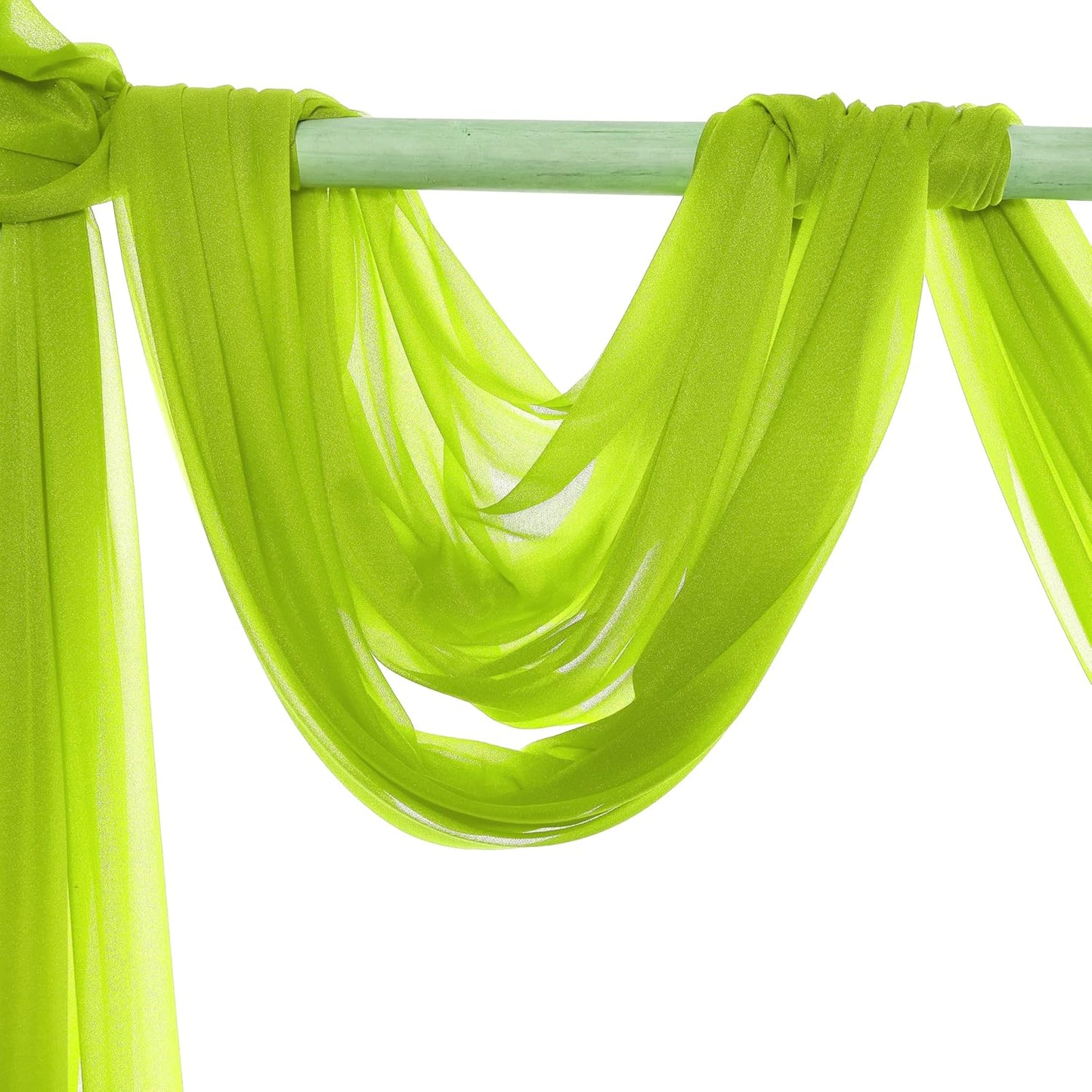 VDS Pack of 2 Panel (30 Inch X 20 Feet) Wedding Arch Draping Fabric Sheer Chiffon Fabric Drapery for Wedding Ceremony Reception Swag Backdrop Canopy Chuppah ARBO Altars Decoration (Parrot Green)