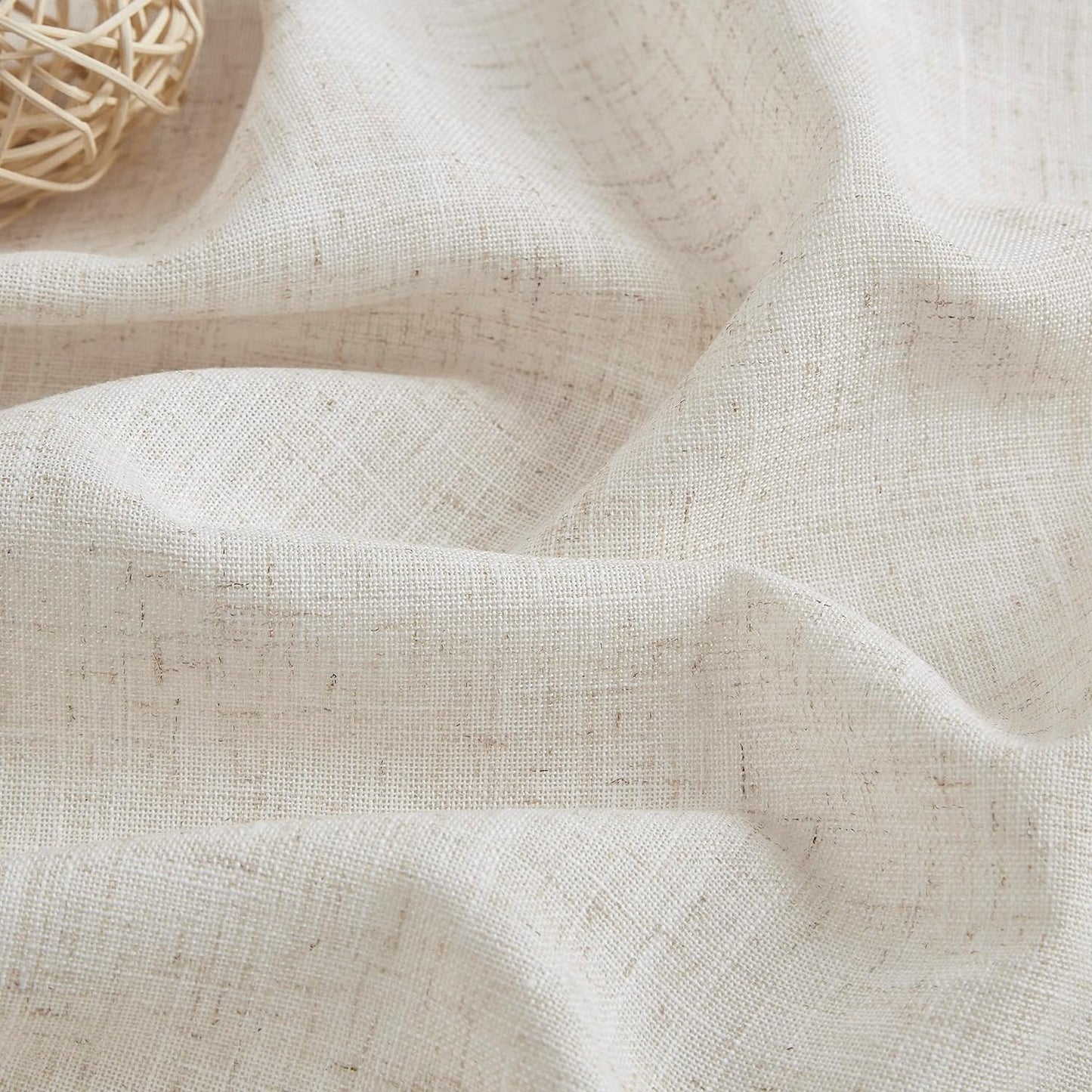 Vision Home Natural Pinch Pleated Semi Sheer Curtains Textured Linen Blended Light Filtering Window Curtains 112 inch for Living Room Bedroom Pinch Pleat Drapes with Hooks 2 Panels 42" Wx112 L